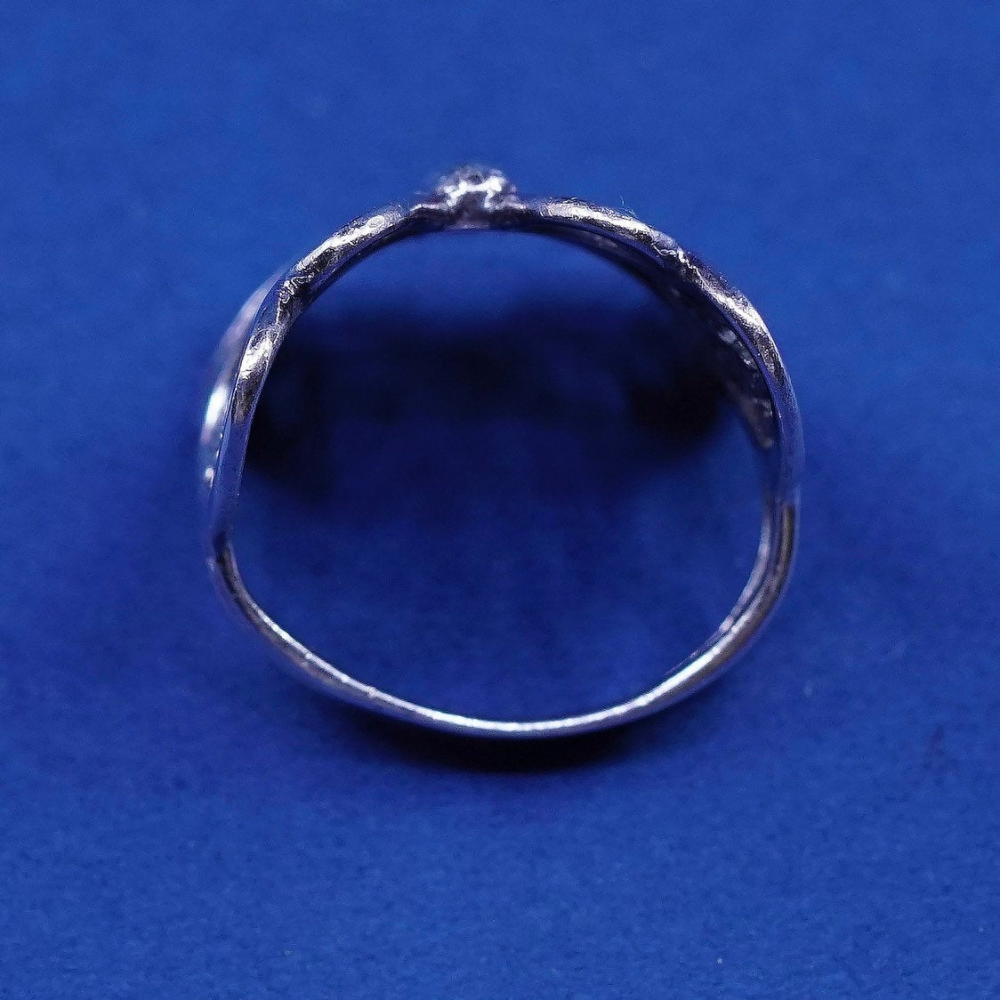 sz 5.5, vtg sterling silver handmade ring, 925 filigree butterfly band