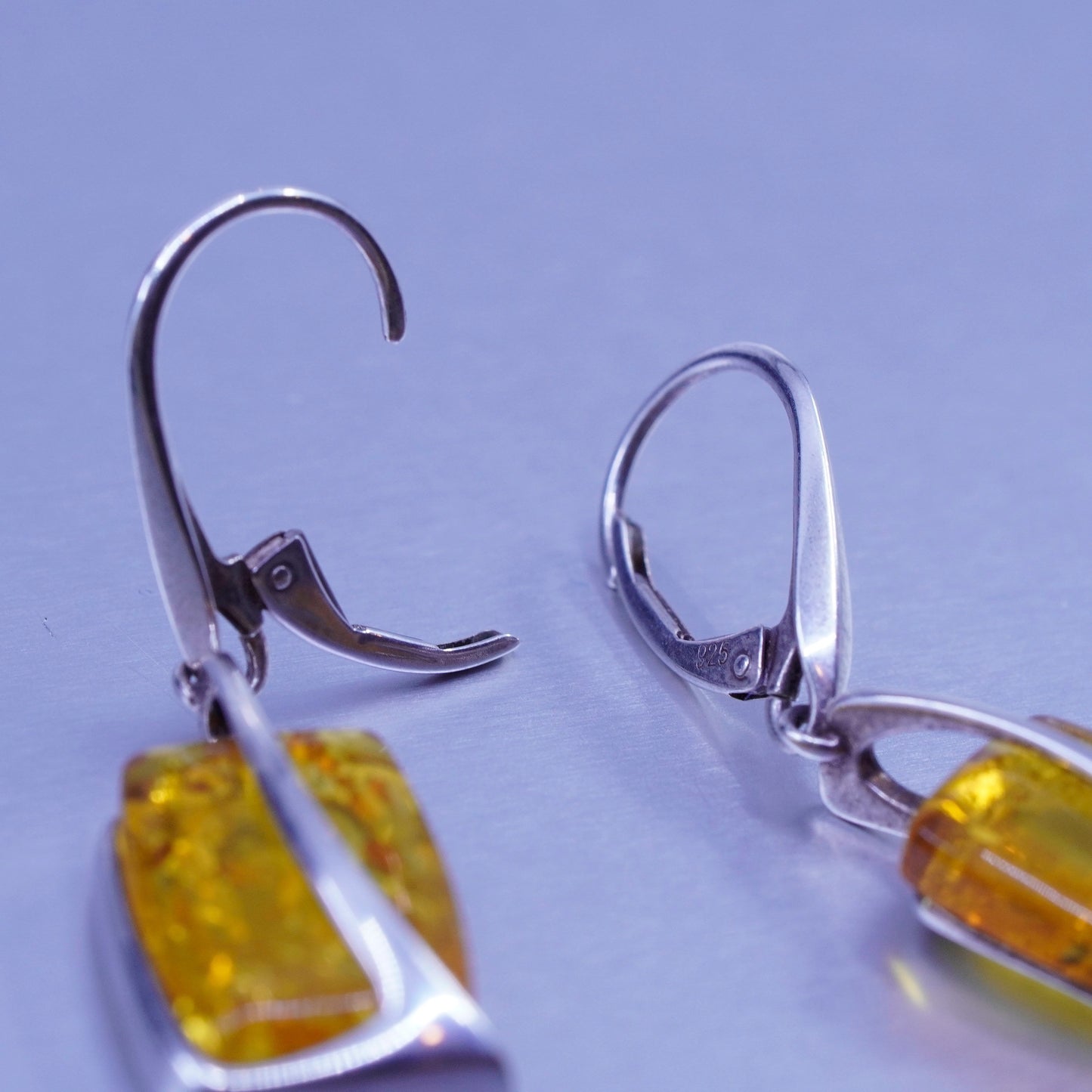Vintage jewelry | handmade Sterling 925 silver earrings with amber