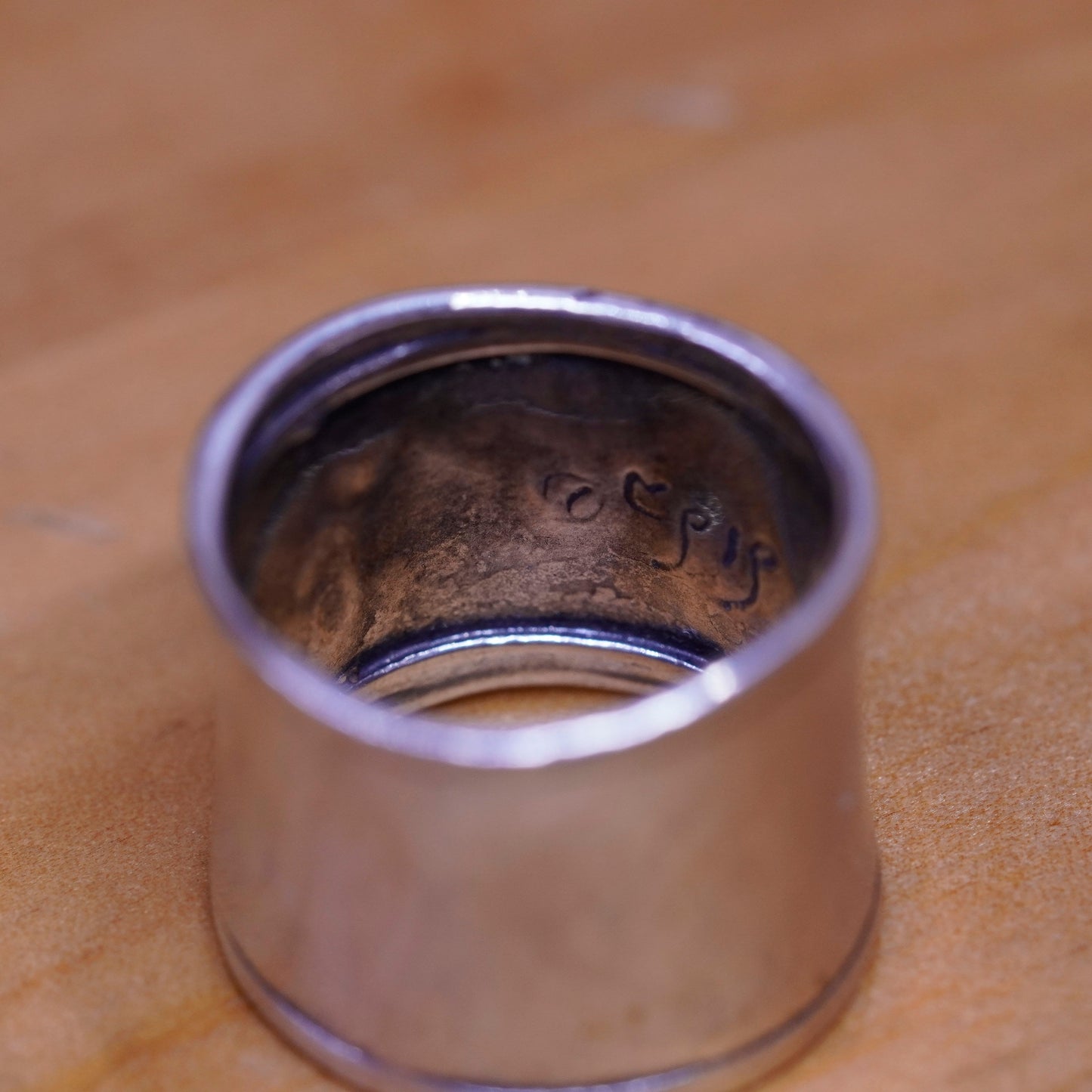 Size 4.5, Israel shablool didae Sterling 925 silver handmade ring, wide band