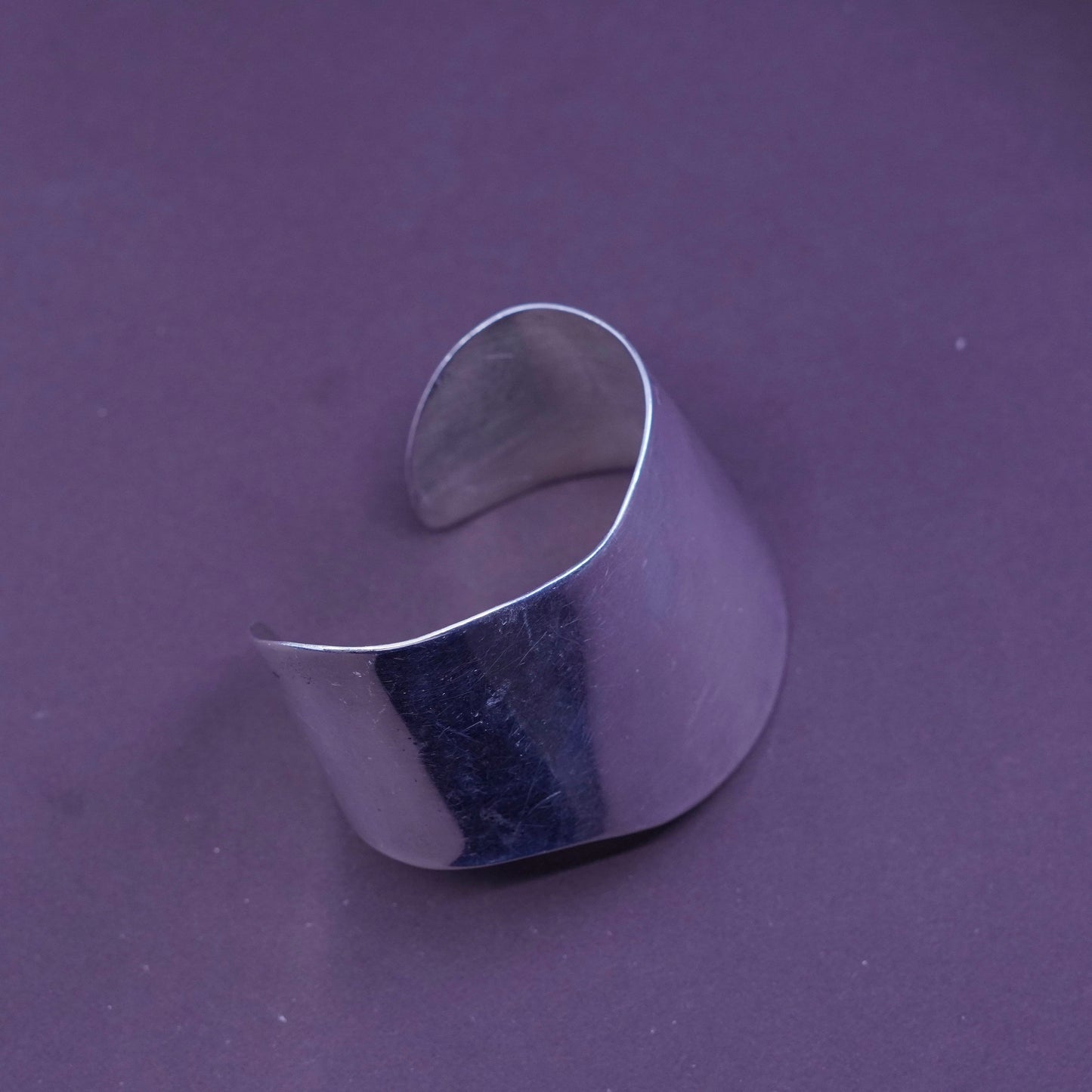 6”, Vintage Sterling silver handmade bracelet, modern 925 wide cuff