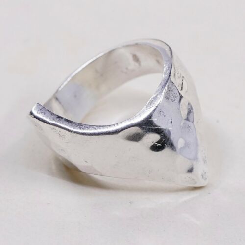 Sz 9, Vtg Sterling Silver Handmade Ring 925 Silver hammered Band, Silver Tested