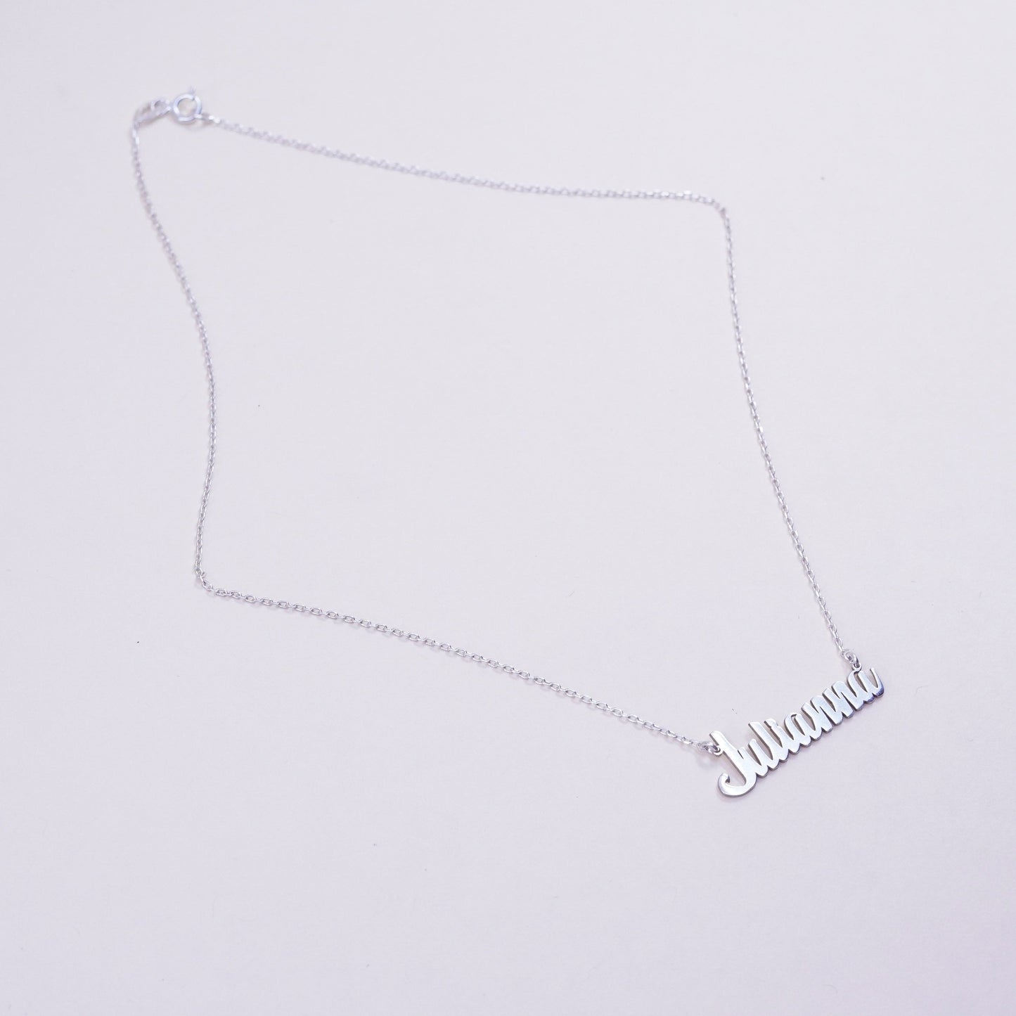 15”, sterling 925 silver handmade necklace, circle chain julianna name pendant