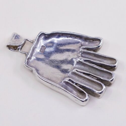 Vintage Handmade Solid Sterling Silver Hand Pendant, Solid 925 Silver Charm