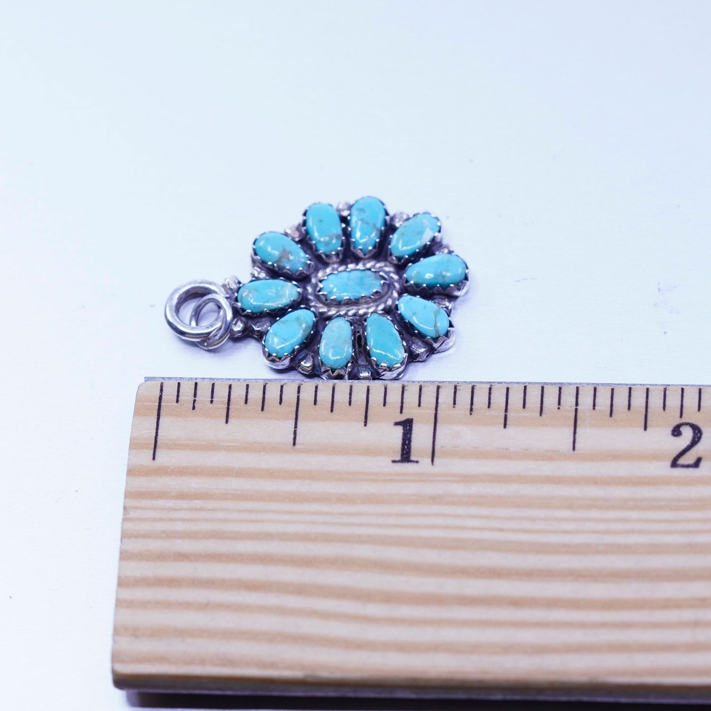 antique Native American navajo sterling 925 silver pendant with turquoise