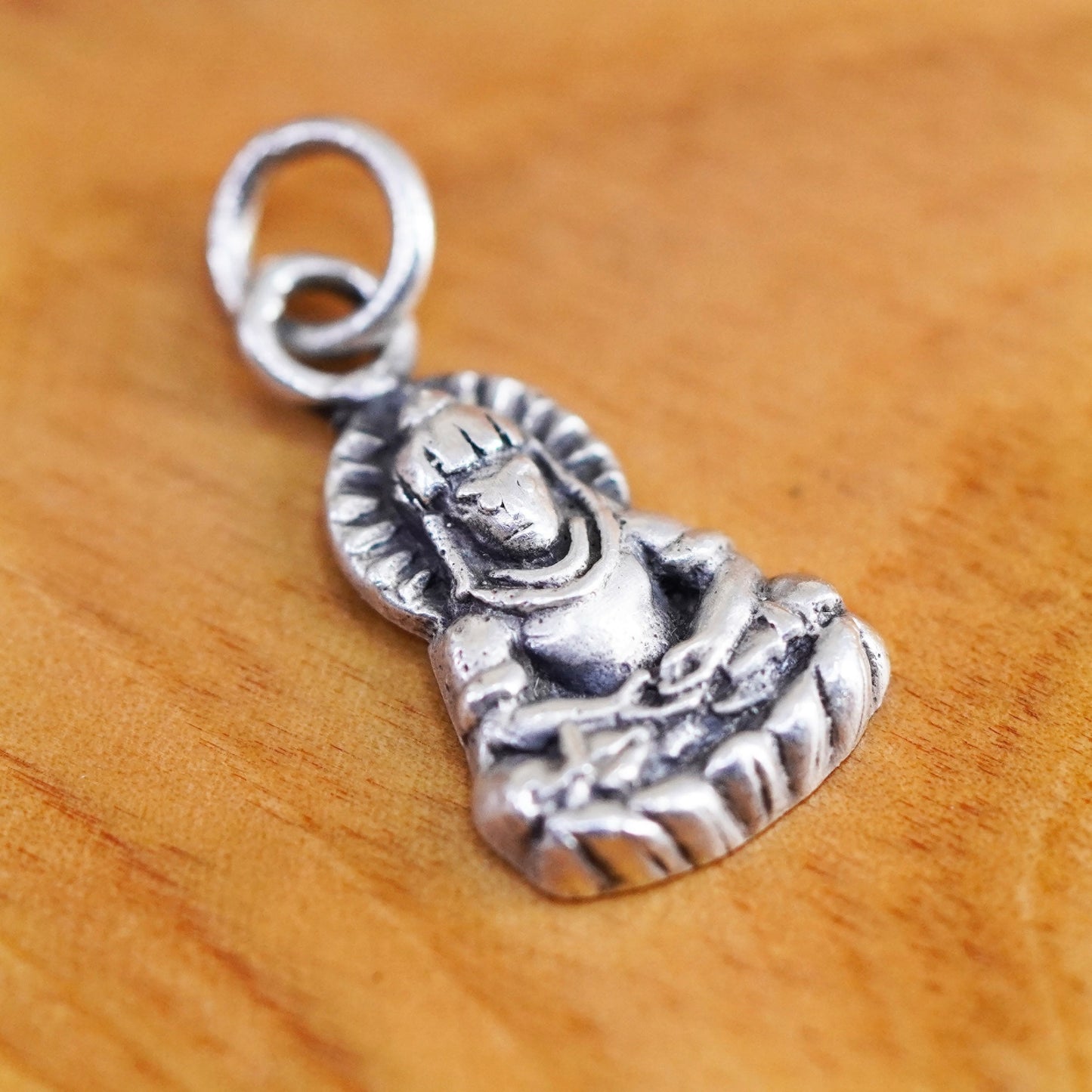 Vintage Sterling silver handmade pendant, 925 India Hindu goddess charm
