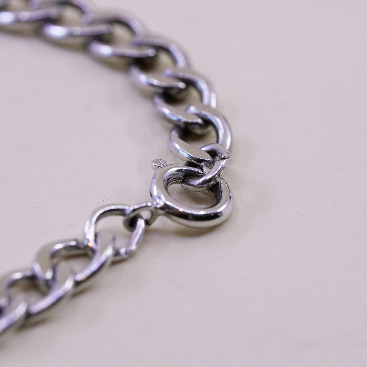7”, Vintage milor sterling silver flatten curb bracelet, bold 925 men’s chain