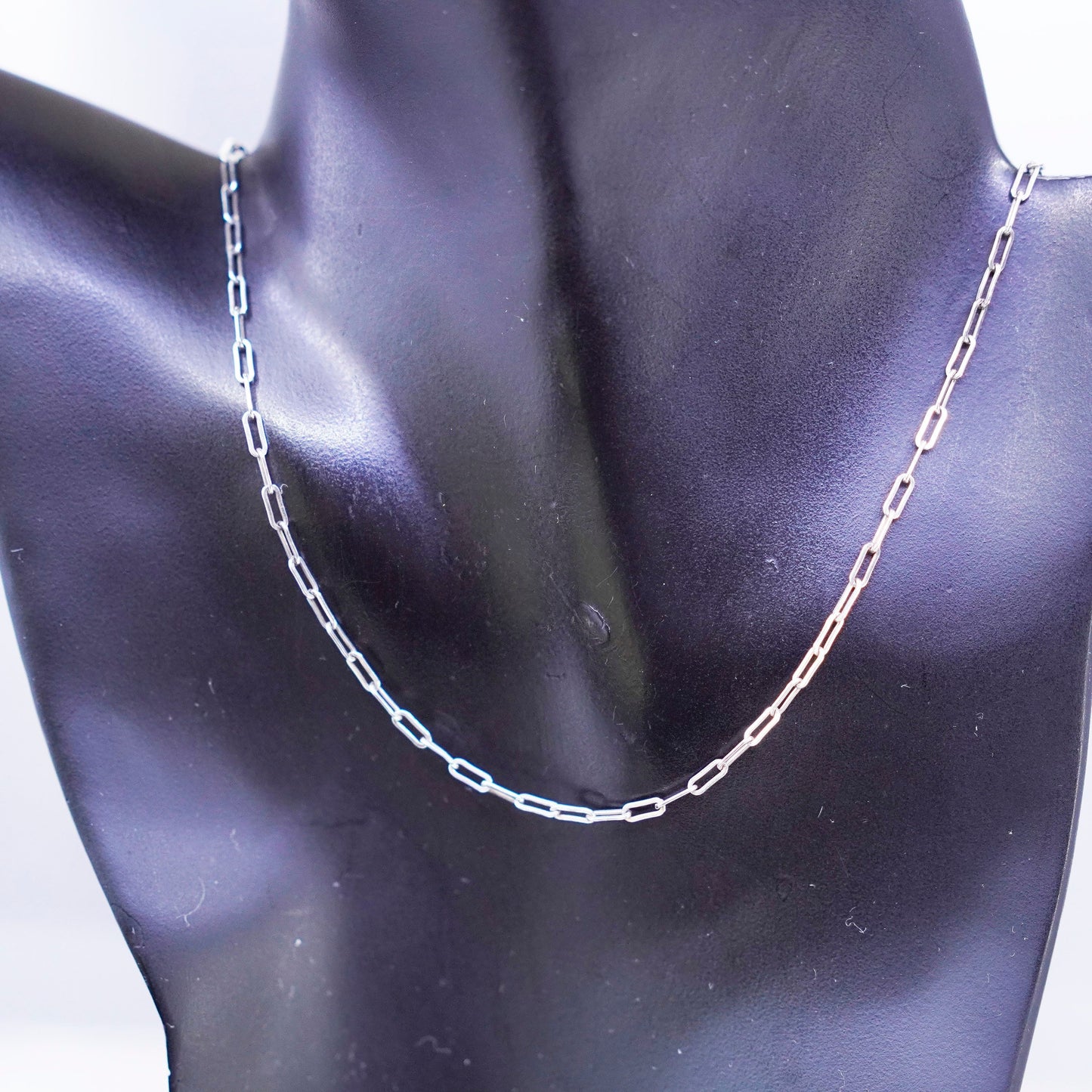 22” 2mm, vintage Sterling 925 silver elongated chain necklace