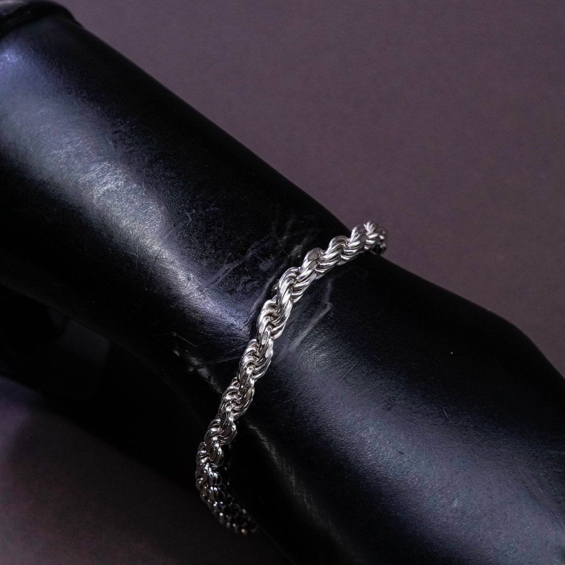 8.5", 5mm, Sterling silver bracelet, Italy 925 GM Diamond rope chain
