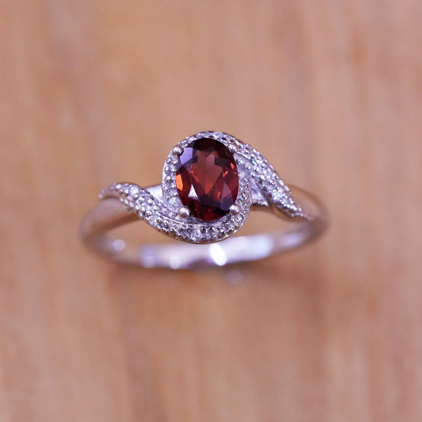 Size 8.25, vintage Sterling 925 silver handmade statement ring w/ heart diamond