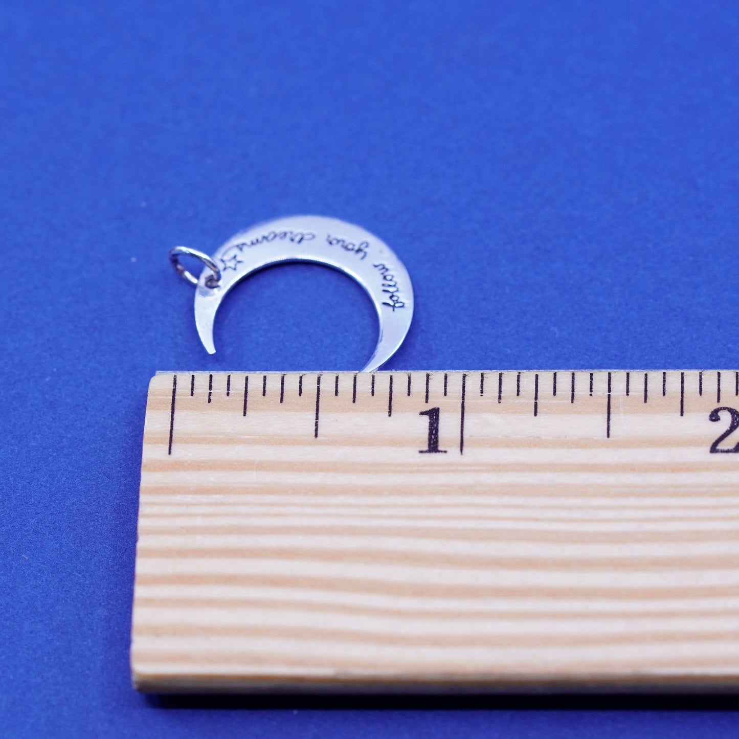 sterling silver handmade pendant, 925 moon charm engraves “follow your dream