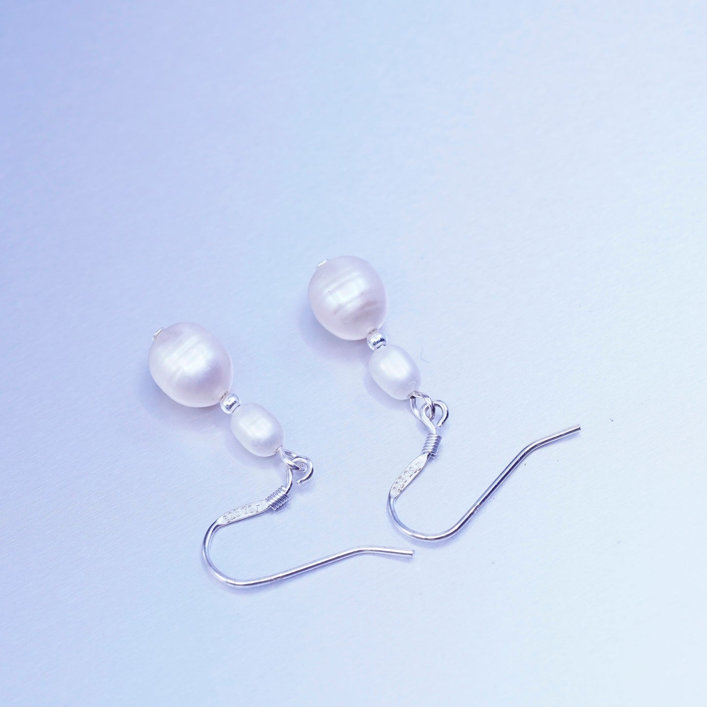 Vintage Sterling 925 silver handmade earrings with freshwater pearl