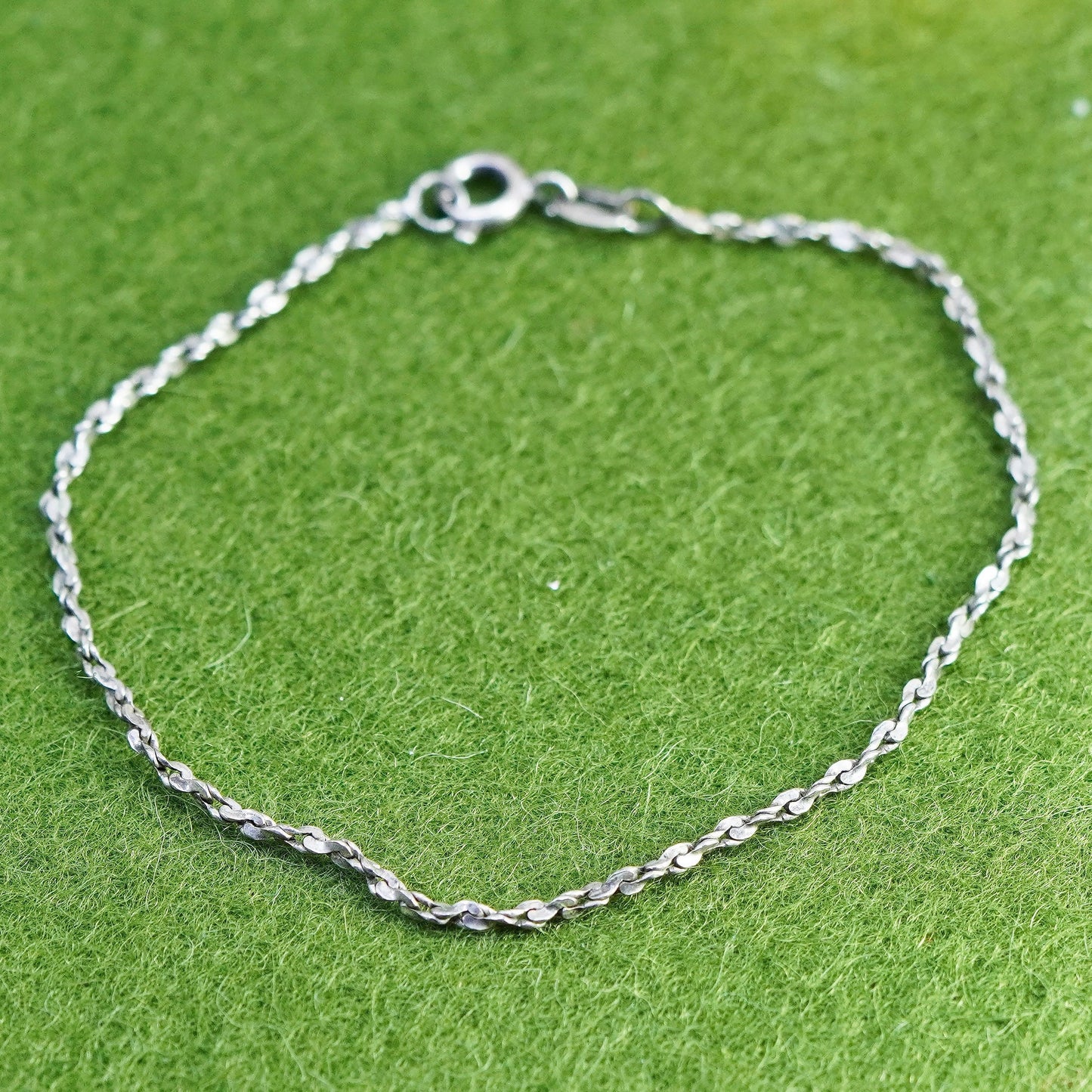 7”, 1mm, Vintage sterling silver bracelet, Italy made 925 twisted bracelet