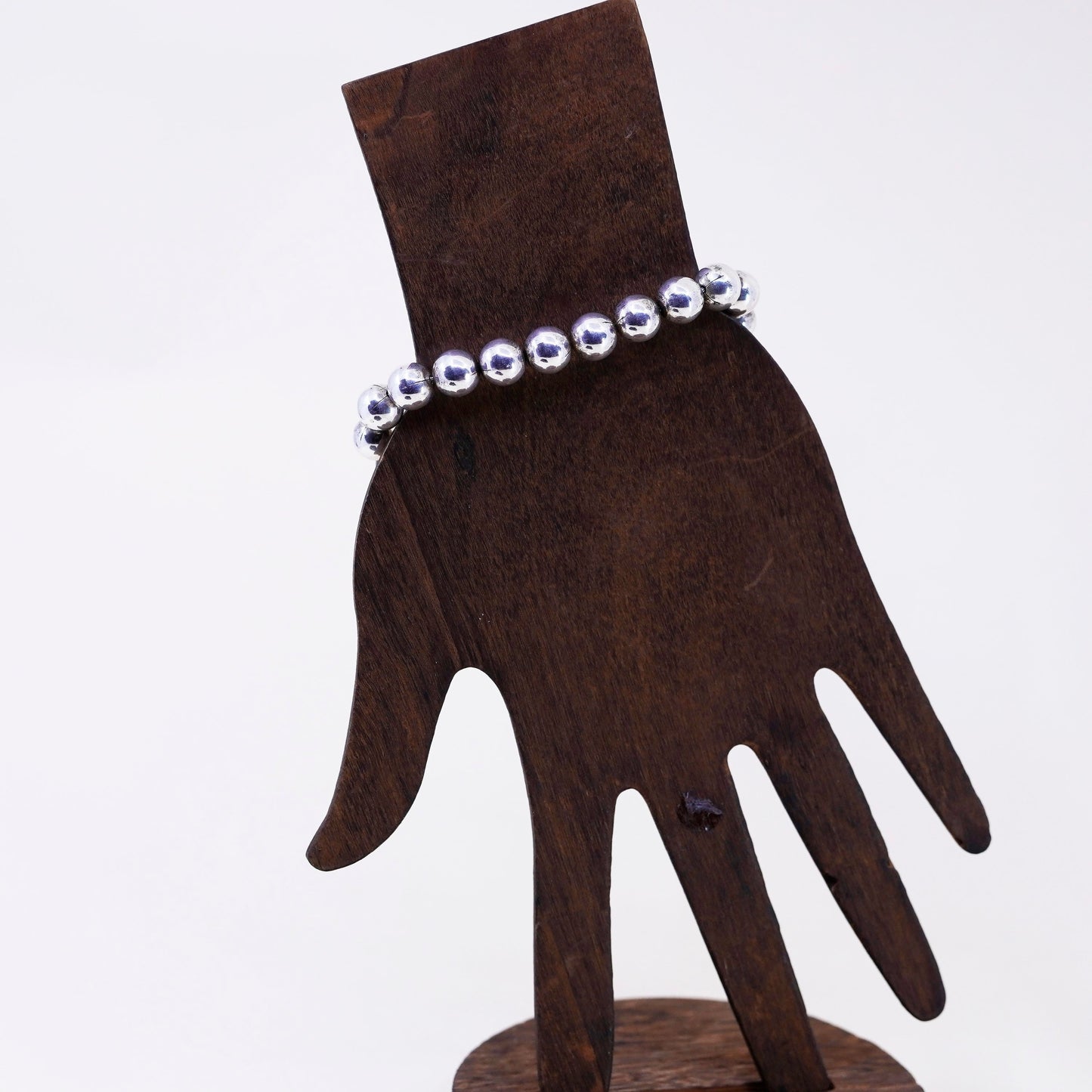 6.75” 9mm, vintage sterling silver handmade bracelet, 925 bead chain