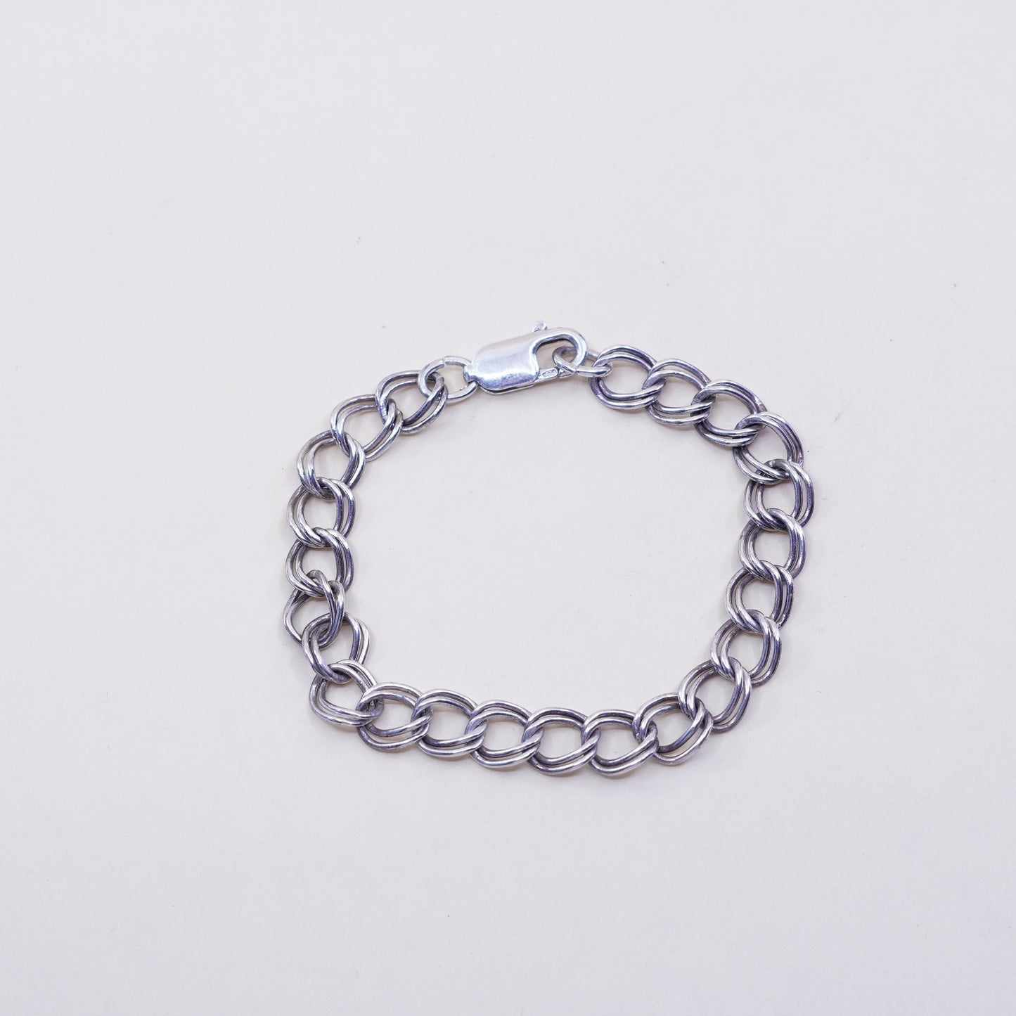 7”, 8mm, Vintage prochain sterling silver bracelet, 925 double curb chain
