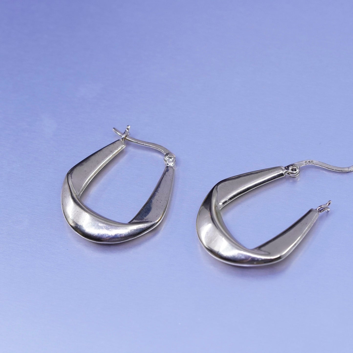 1”, vintage vermeil gold over Sterling silver handmade earrings, 925 oval hoops