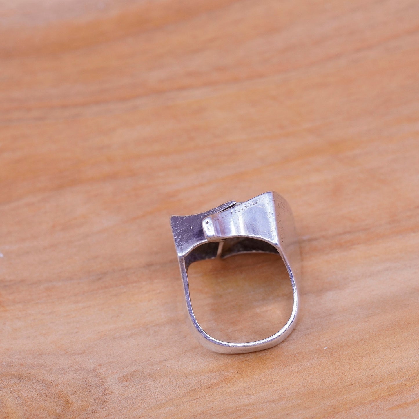 Size 5.5, vintage Sterling silver handmade ring, modern 925 band with onyx