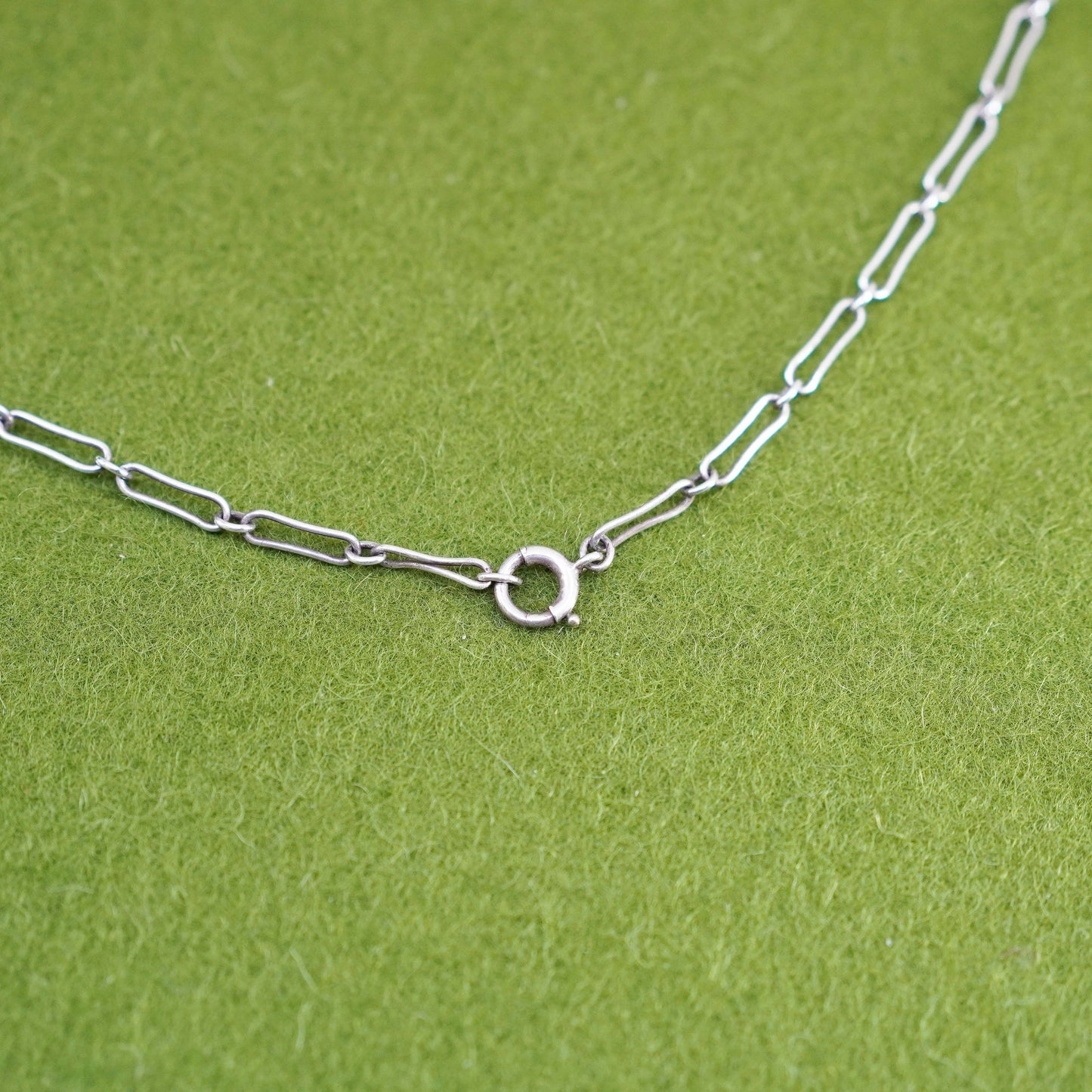 24”, 3mm, Vintage Mexico sterling 925 silver elongated chain, necklace