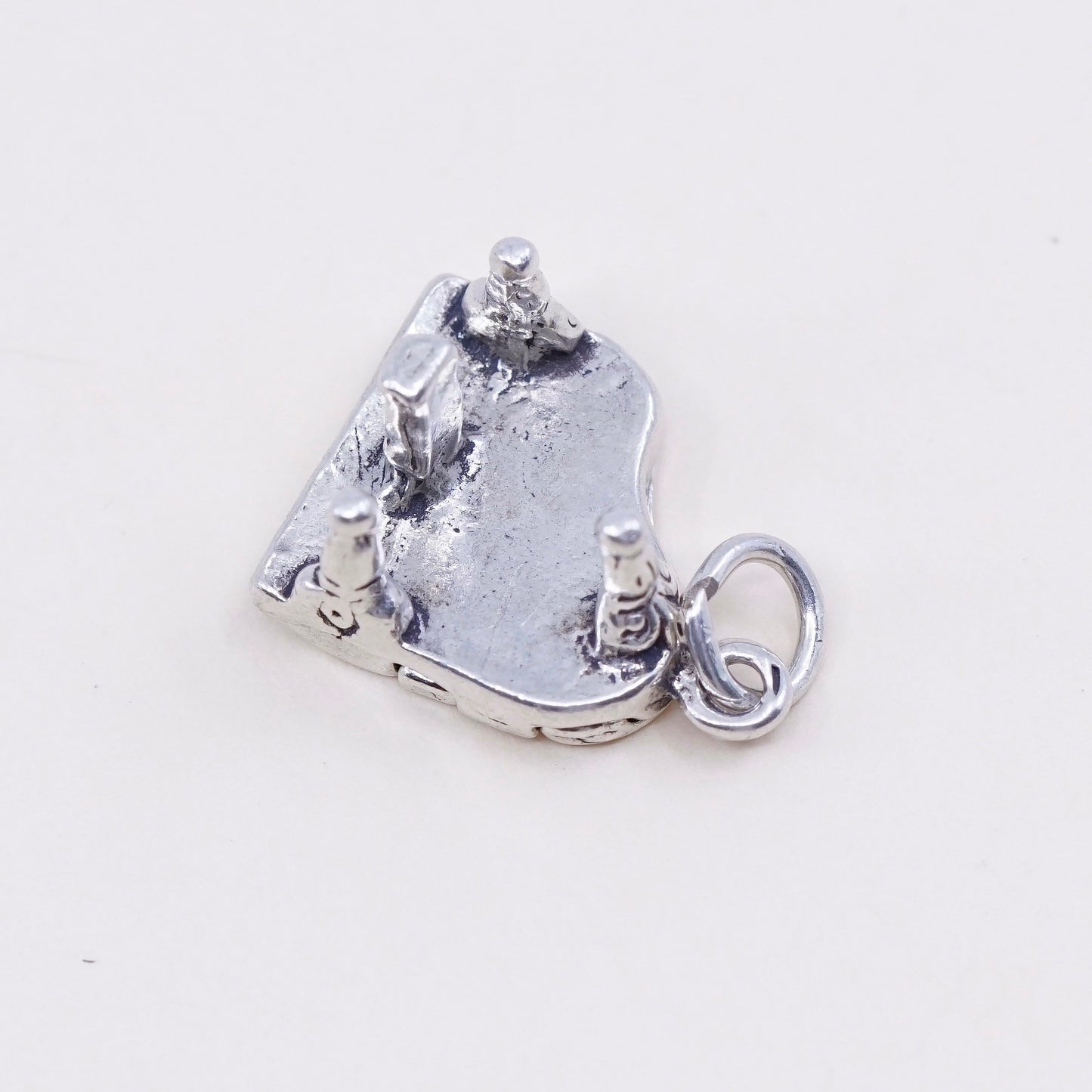 Vintage Sterling silver handmade pendant, 925 silver piano charm