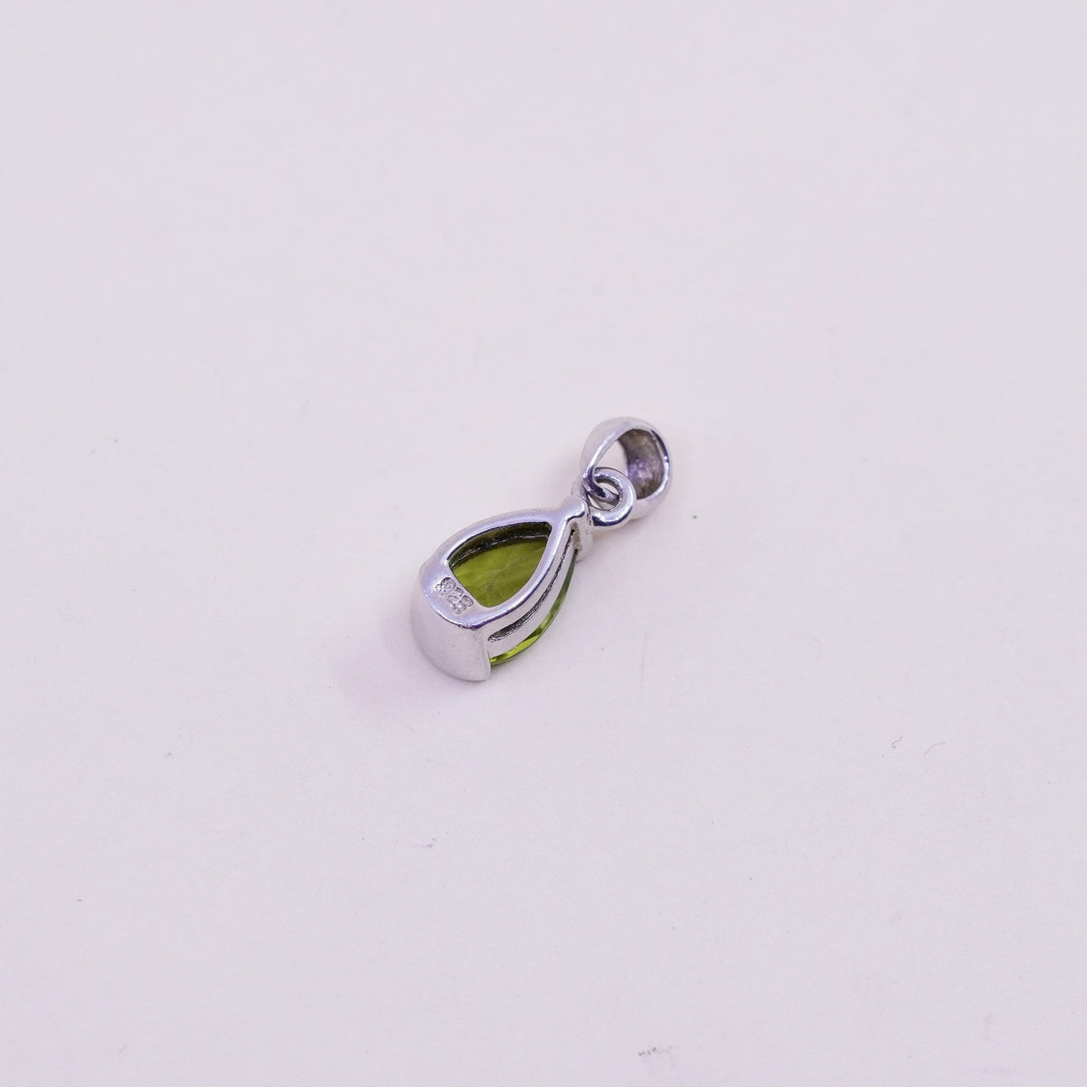 Vintage handmade Sterling 925 silver angel pendant with teardrop peridot