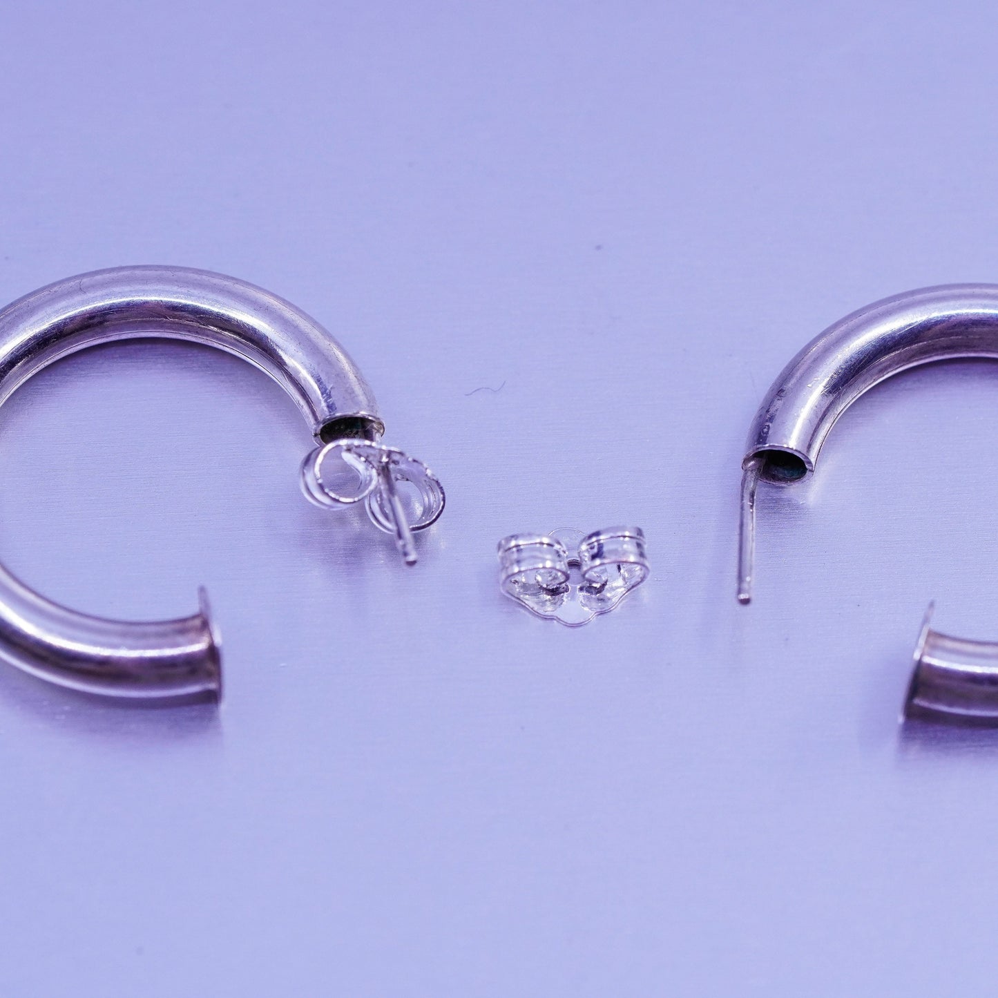 0.75”, vintage Sterling silver handmade earrings, 925 hoops