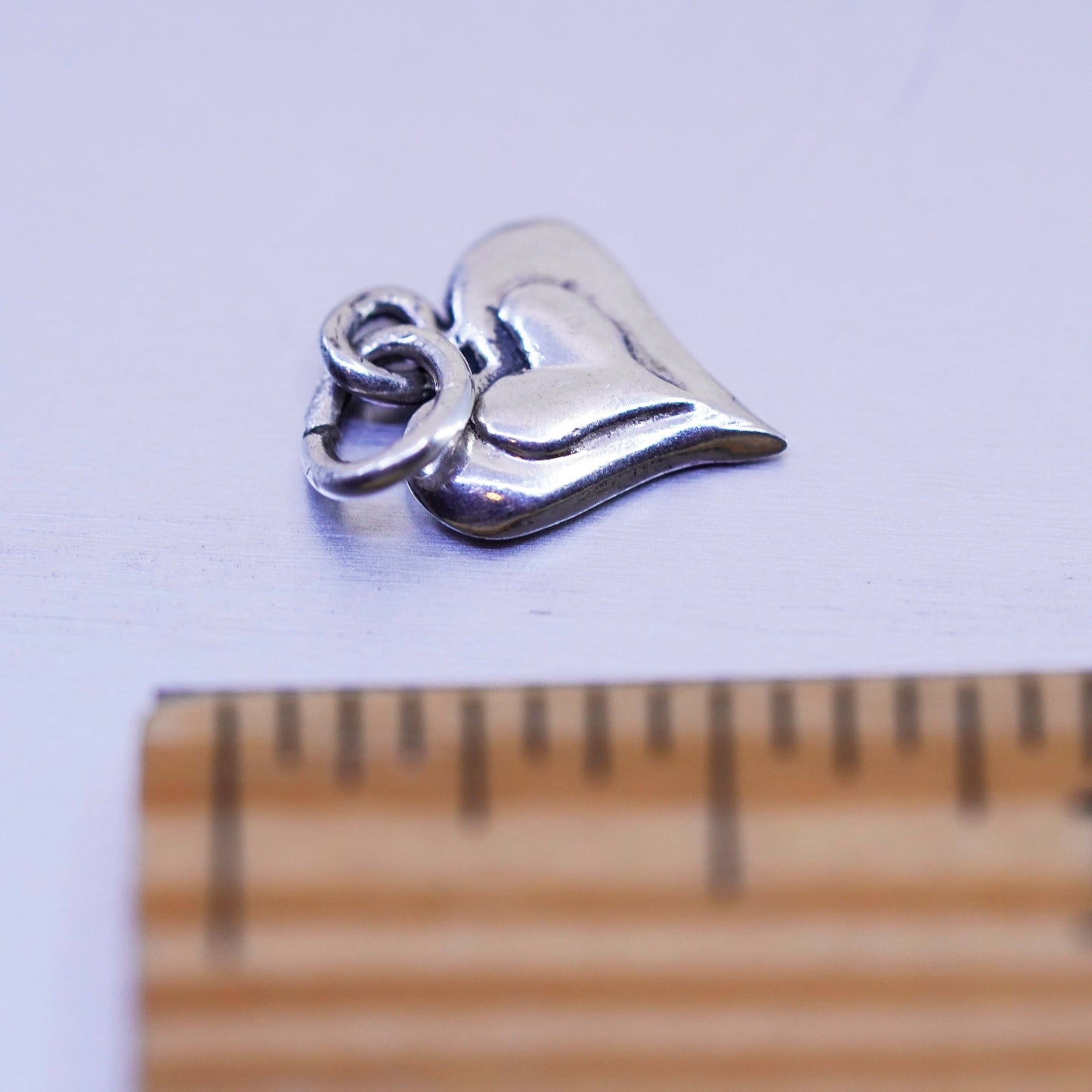antique sterling 925 silver heart charm pendant