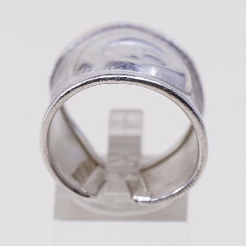 Sz 6, Vtg Sterling Silver handmade Ring. 925 modernist, Statement Embossed Ring