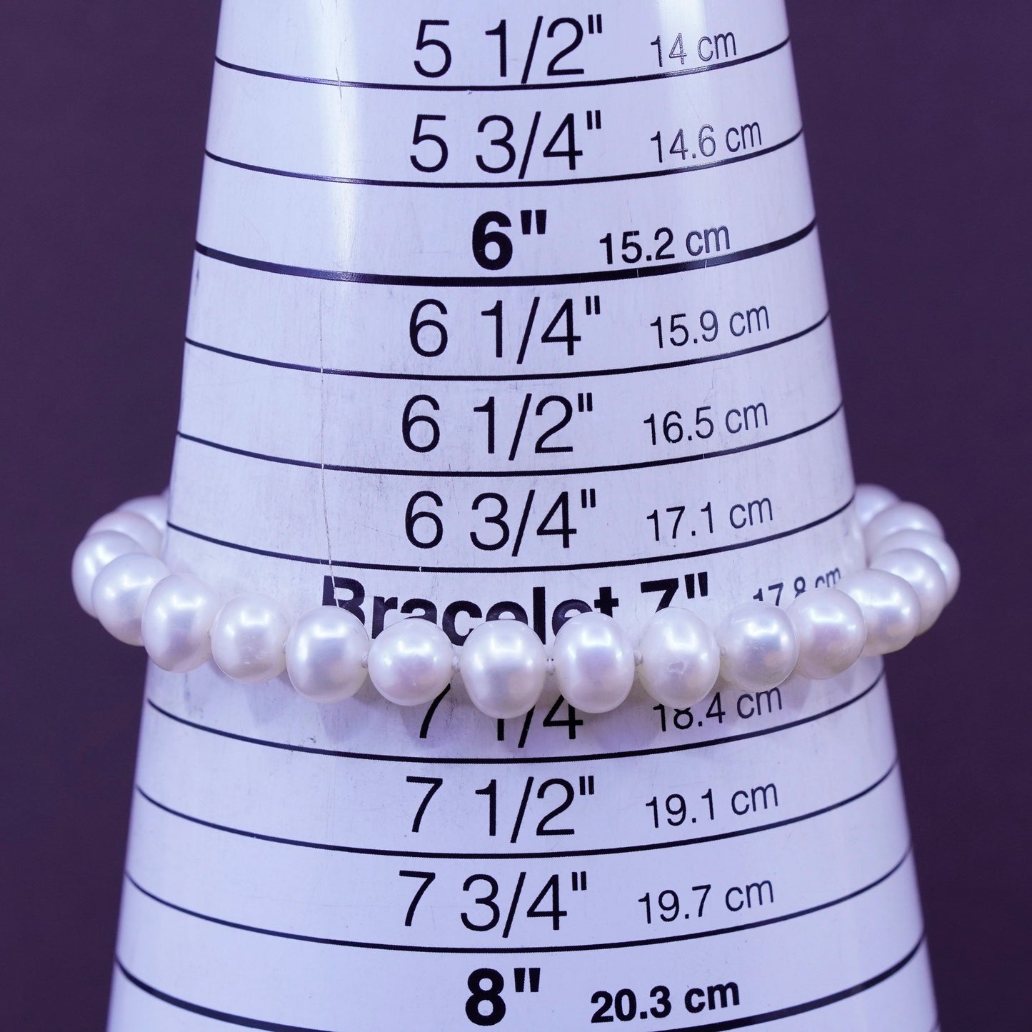 7”, vtg Sterling silver handmade bracelet, 7-8mm freshwater pearl beads chain