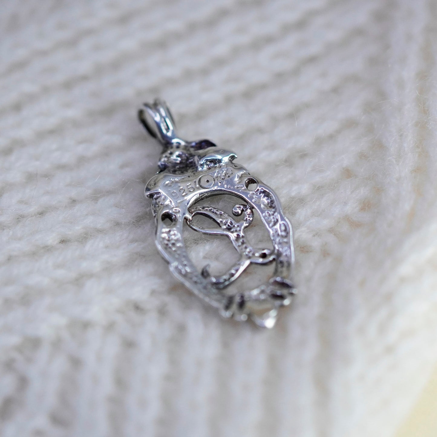 Vintage sterling silver handmade pendant, 925 tag charm w/ letter “L” engraved