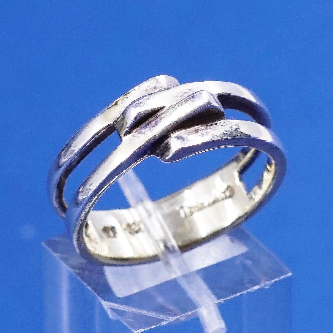 Size 9, vtg gold over sterling silver handmade ring, statement ribbed ring