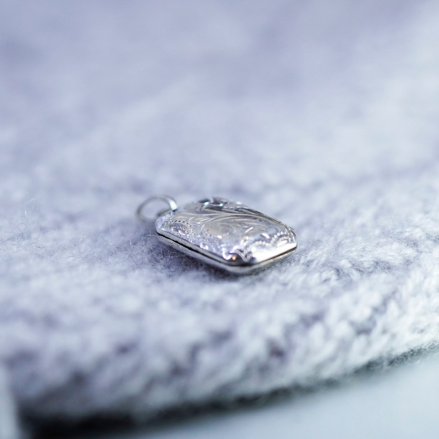 Vintage Sterling silver charm, textured 925 two photos locket