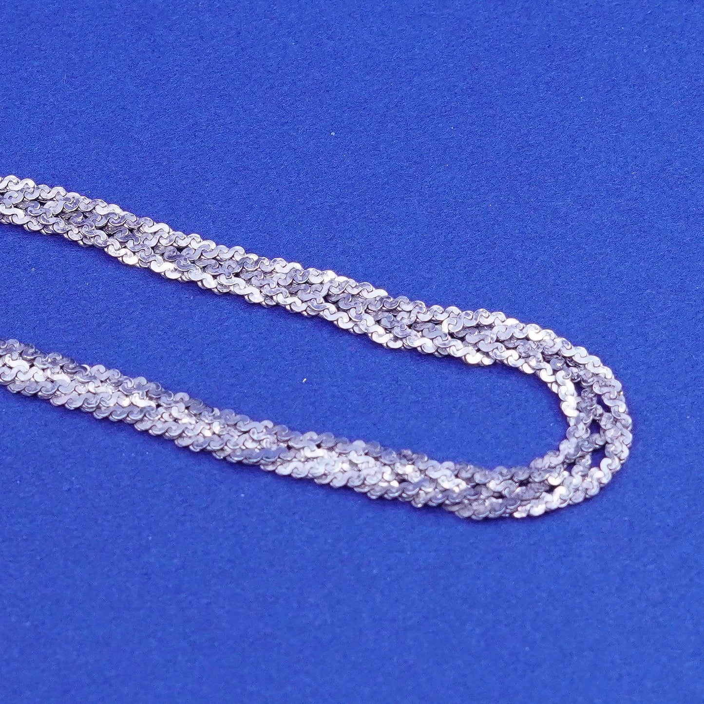 20”, 5mm, vintage Sterling silver handmade necklace, 925 woven s link chain