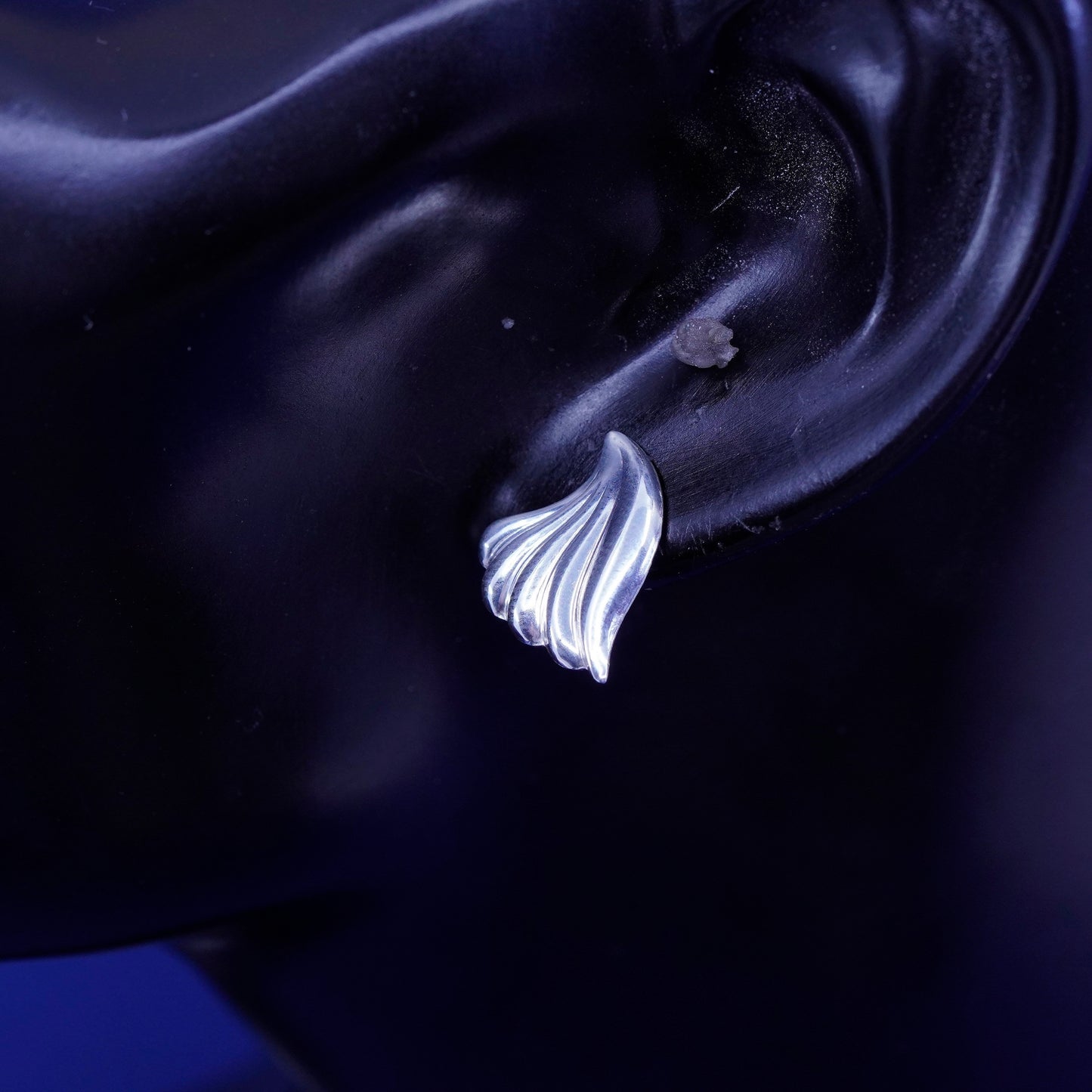 Vintage sterling silver handmade earrings, 925 shell studs