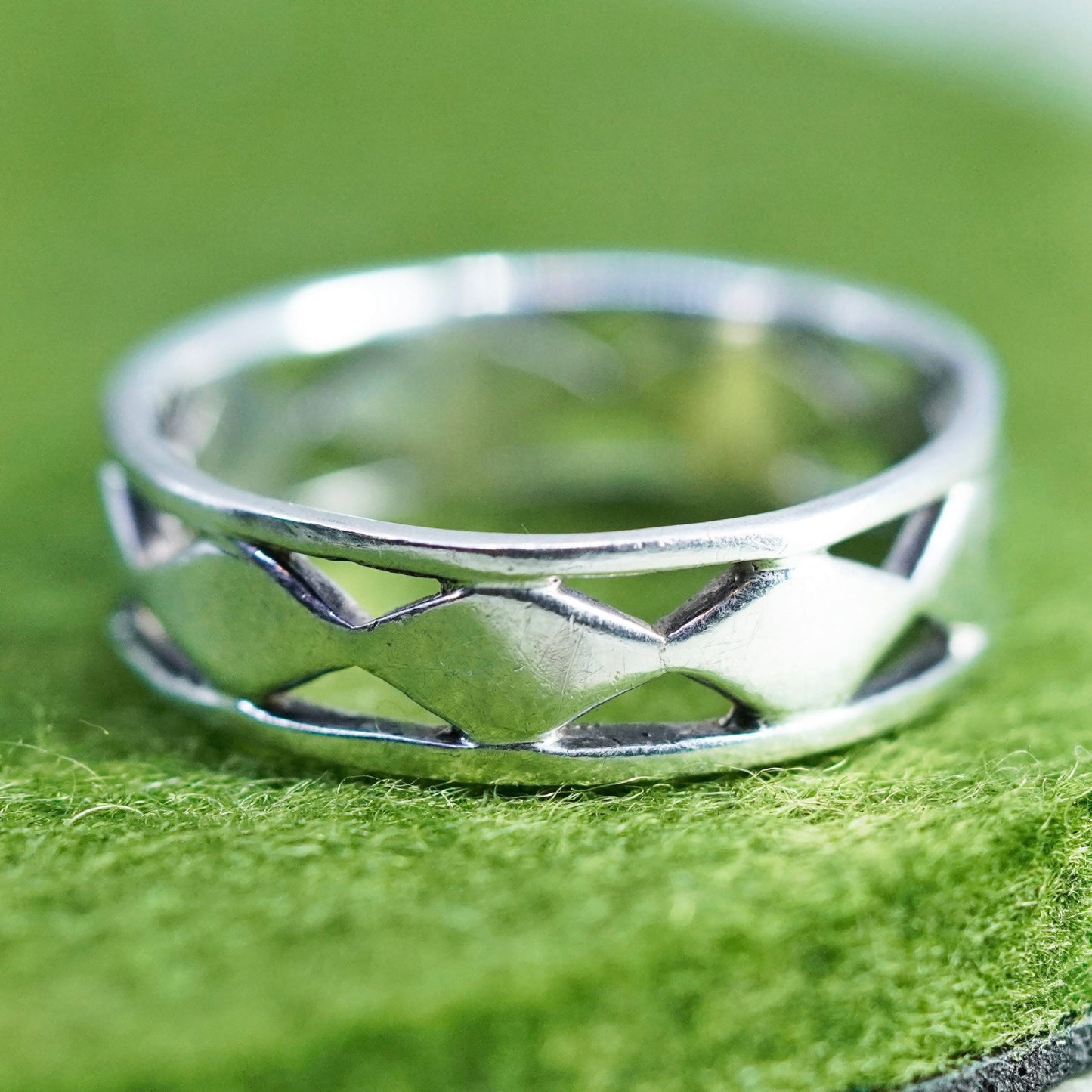 Size 9, VTG Mexico Sterling silver handmade ring, 925 textured stackable band