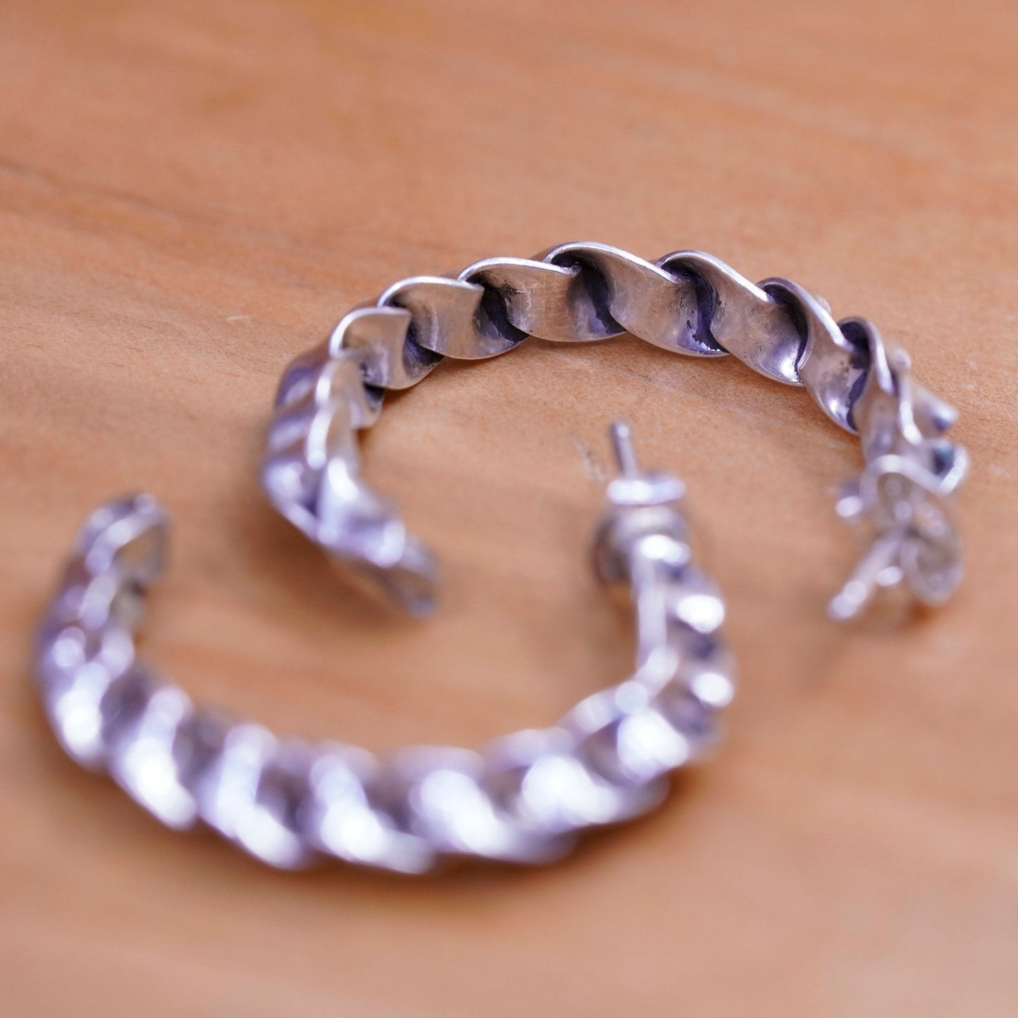 1”, Sterling silver handmade hoop earrings, mexico 925 huggie studs