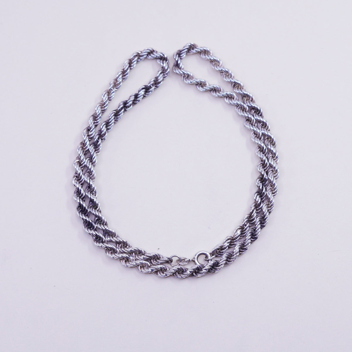 17” 4mm, vintage sterling silver necklace, 925 rope chain