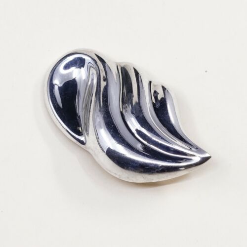 Vtg Modern STERLING 925 SILVER Mexican Handmade Earrings, Ribbed 925 Clip On