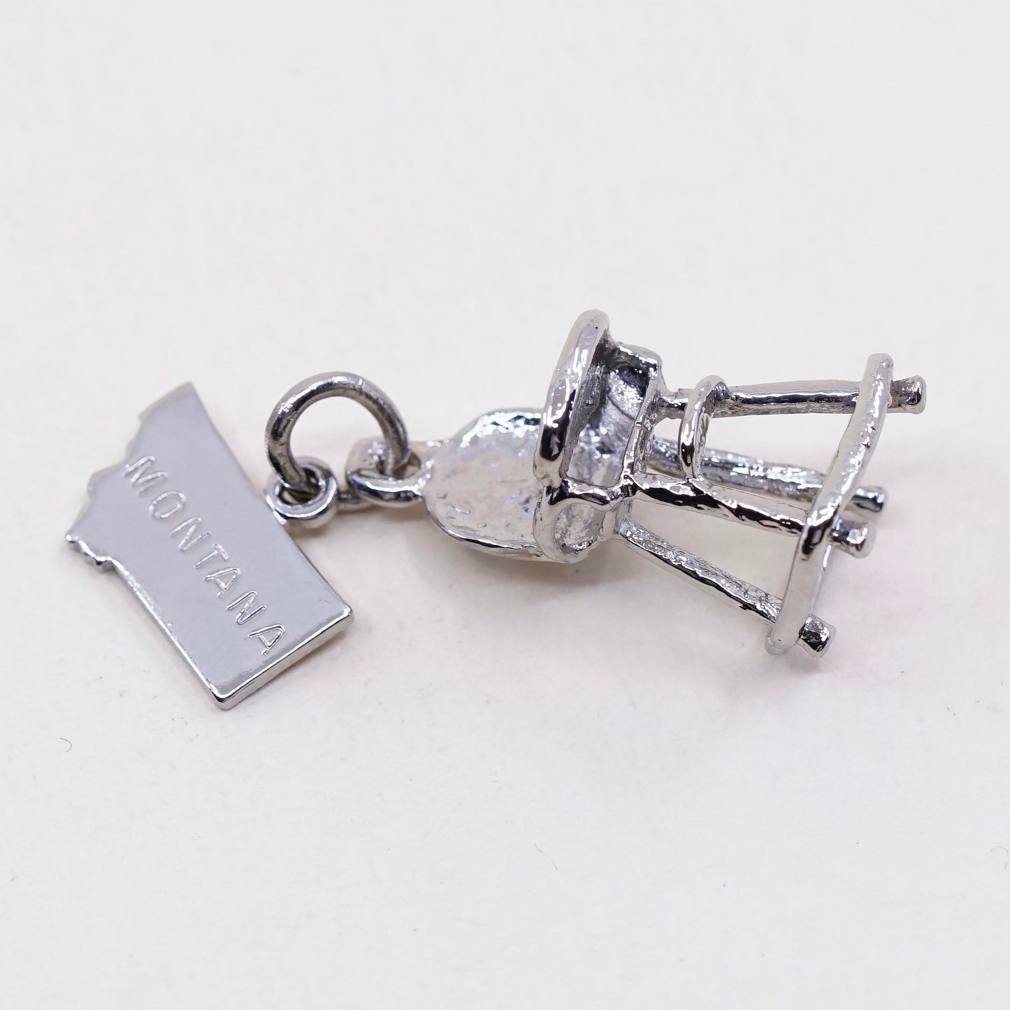 Vintage baby high chair sterling silver handmade pendant, 925 charm