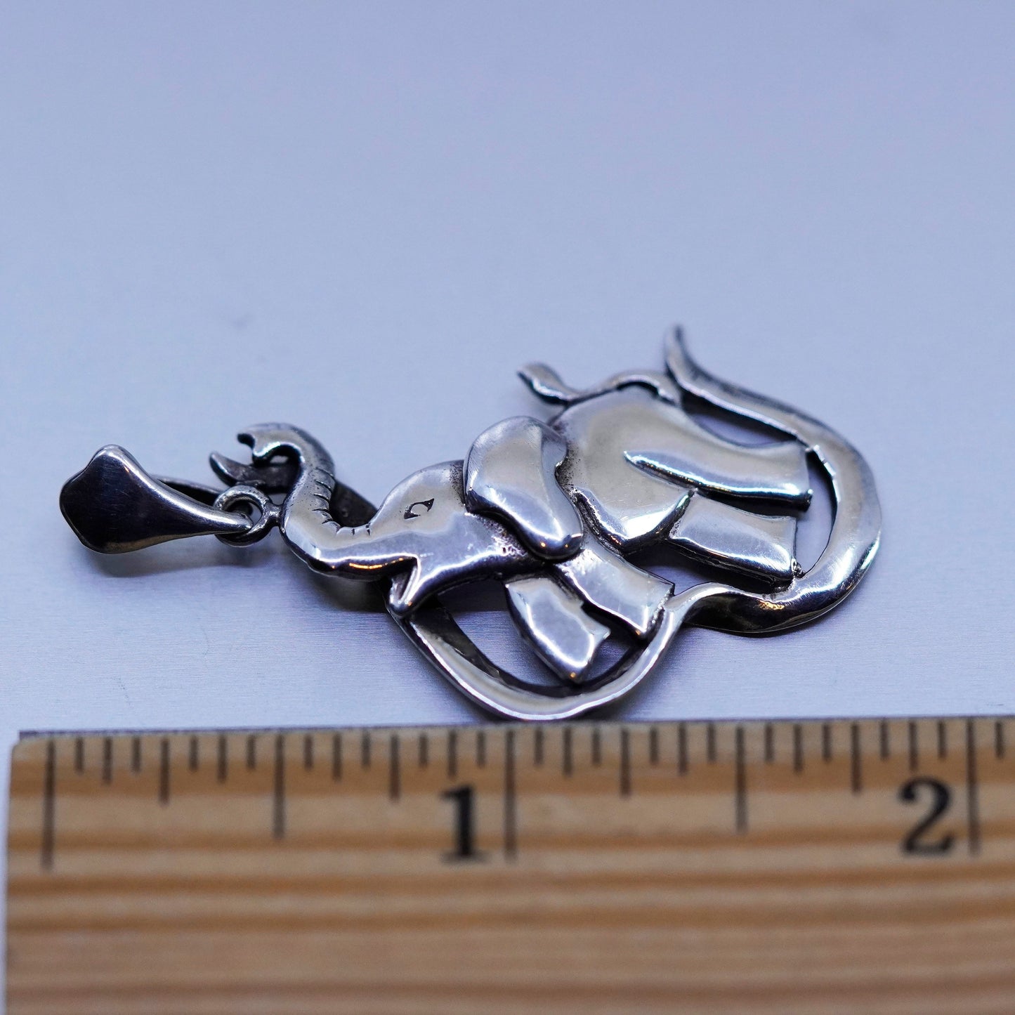 Vintage Sterling silver 925 handmade elephant pendant