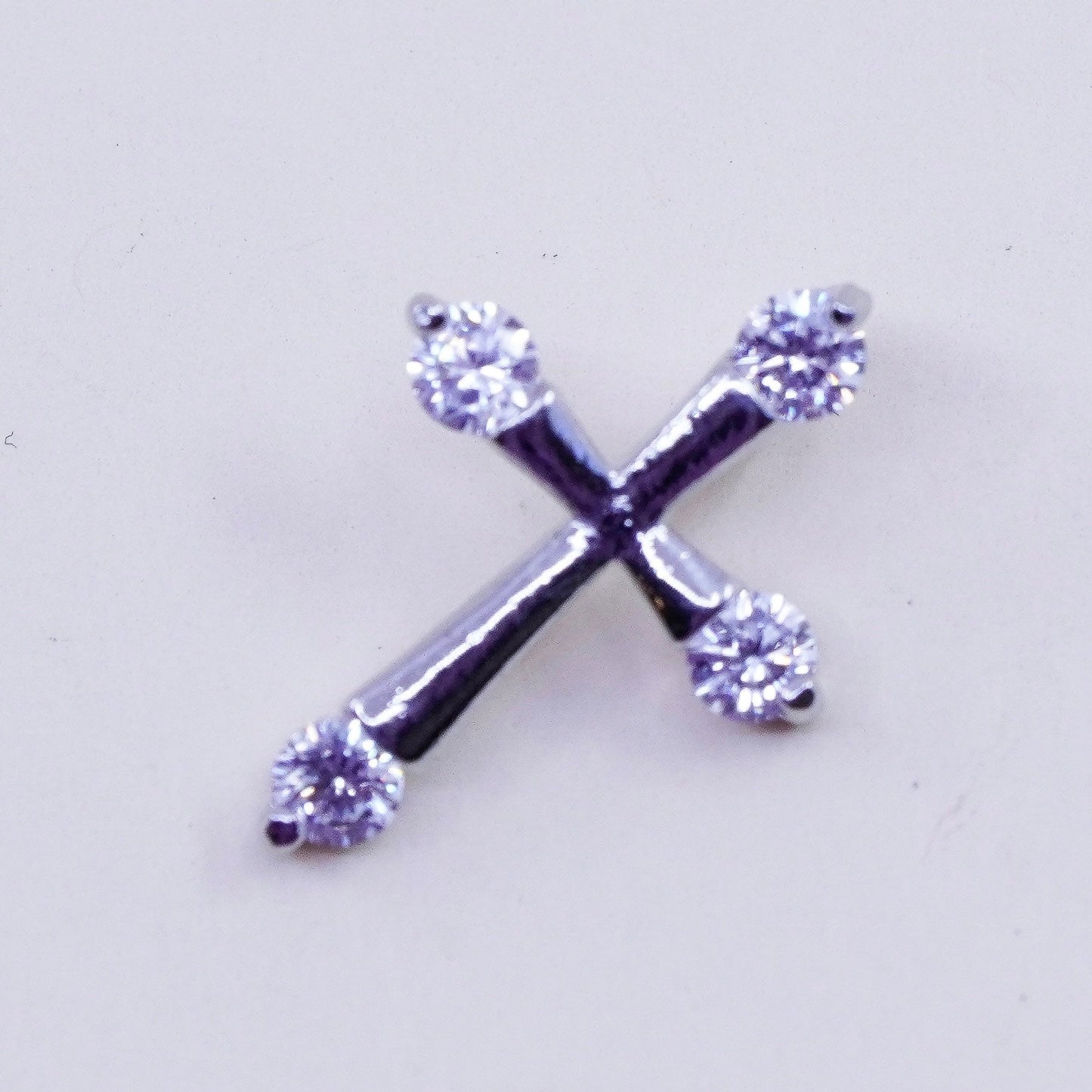 Vintage Sterling 925 silver pendant with clear cz cross pendant