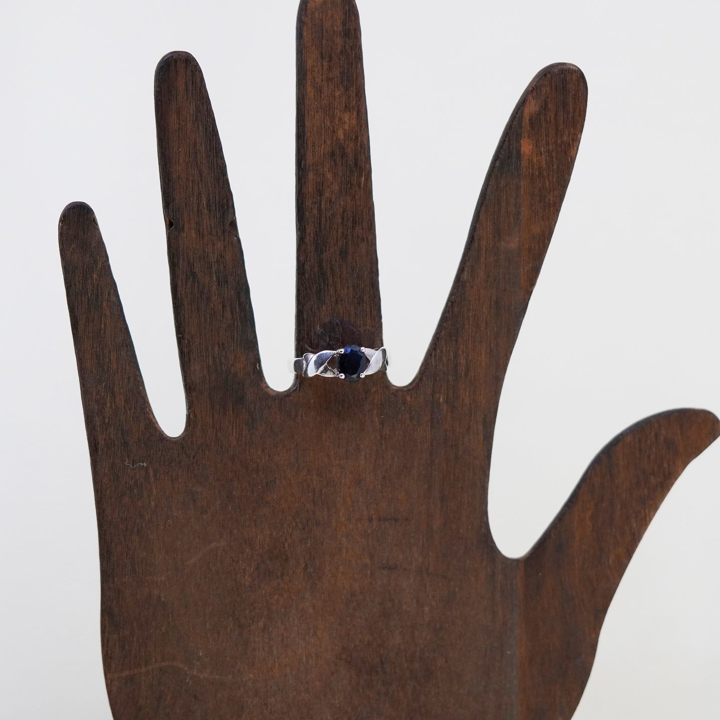 Size 7.5, vintage Sterling silver ring, 925 band with sapphire
