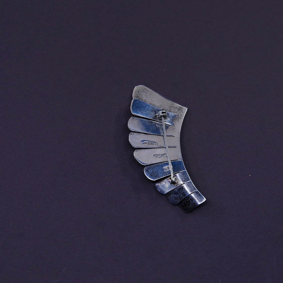 Vintage handmade two tone sterling 925 Indiana wings brooch