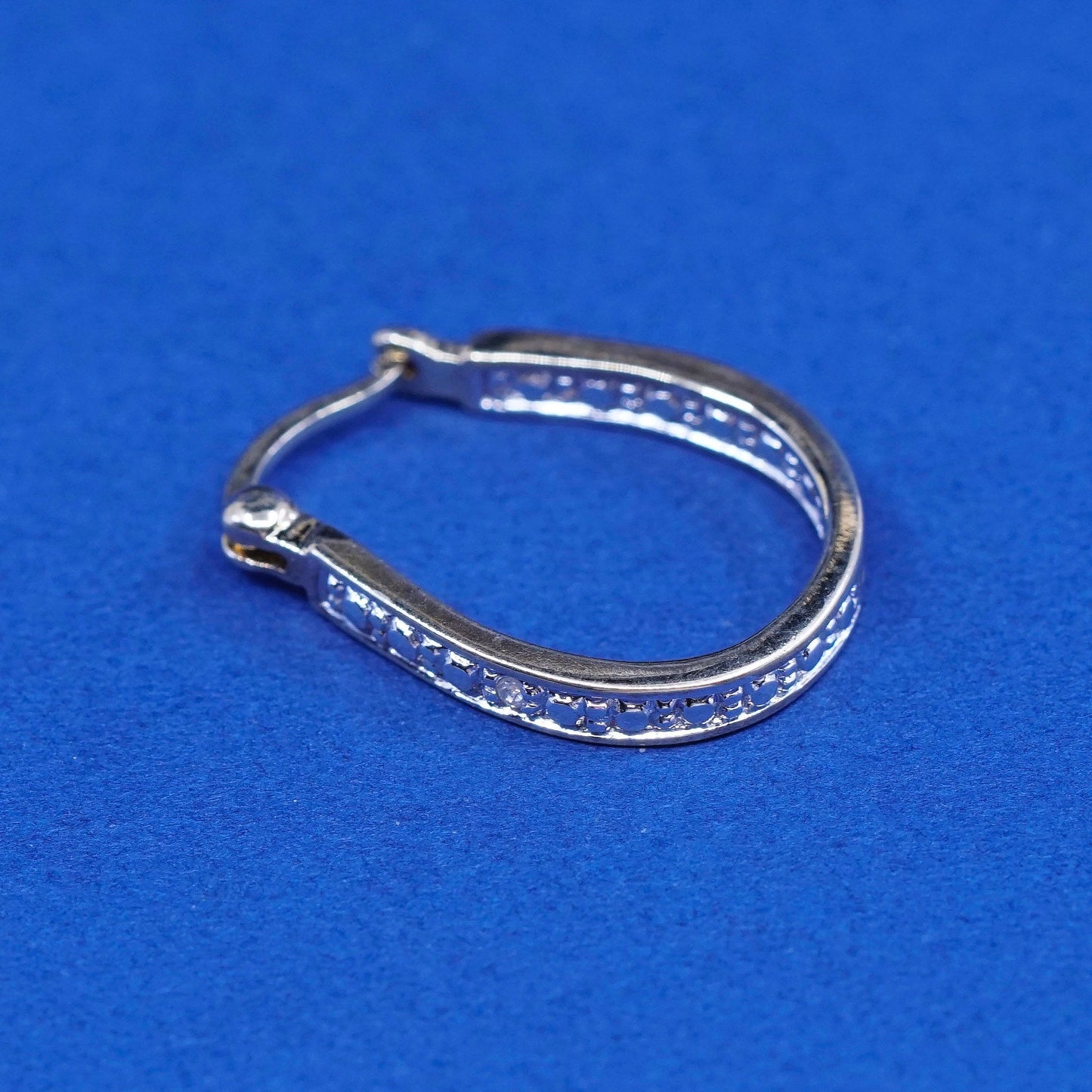 0.5”, Vermeil gold over Sterling silver earrings, 925 hooks, huggie w/ diamond