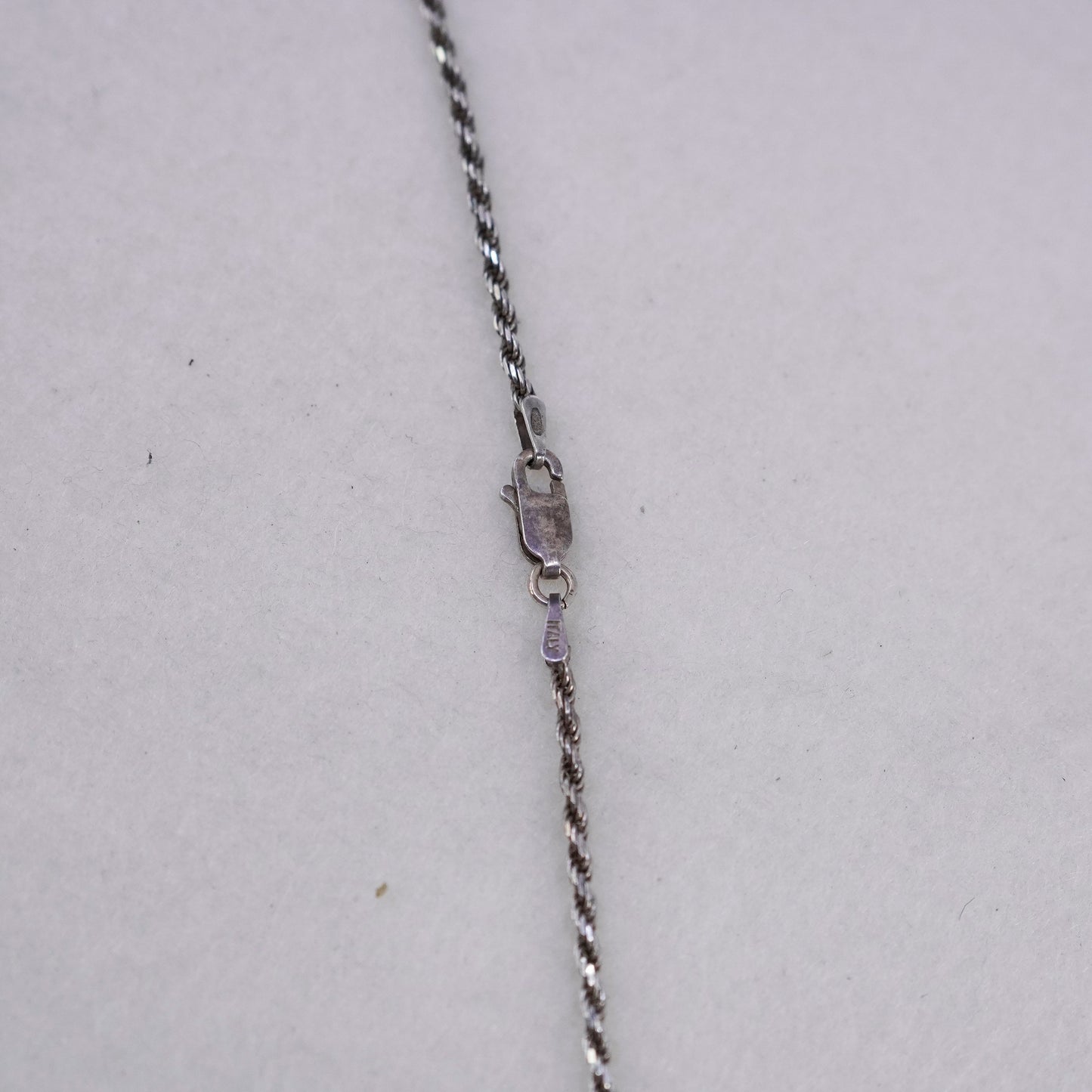 18” 2mm, vintage Italy Sterling 925 silver rope chain necklace