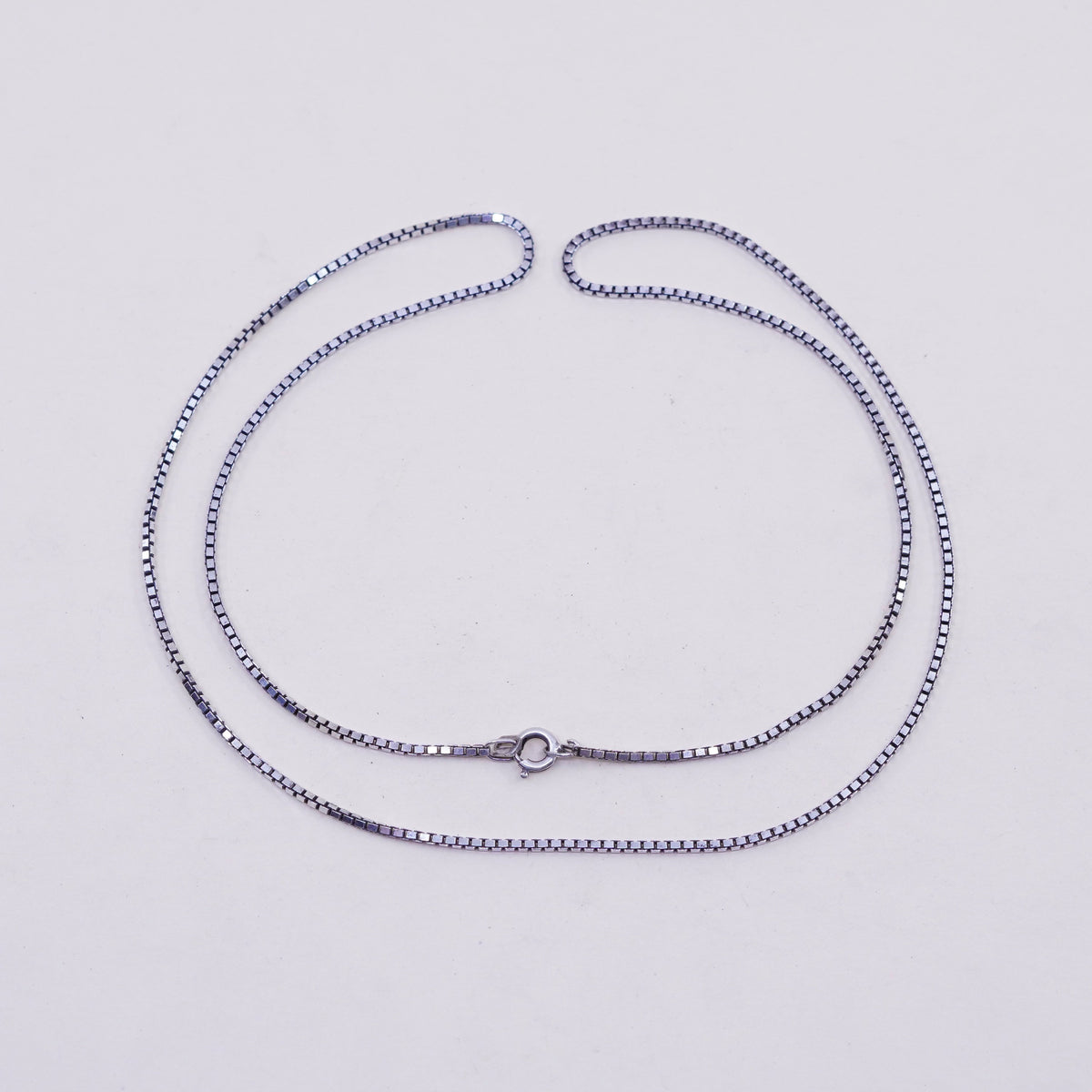 23”, 1.6mm, Vintage Italian sterling 925 silver box chain, necklace