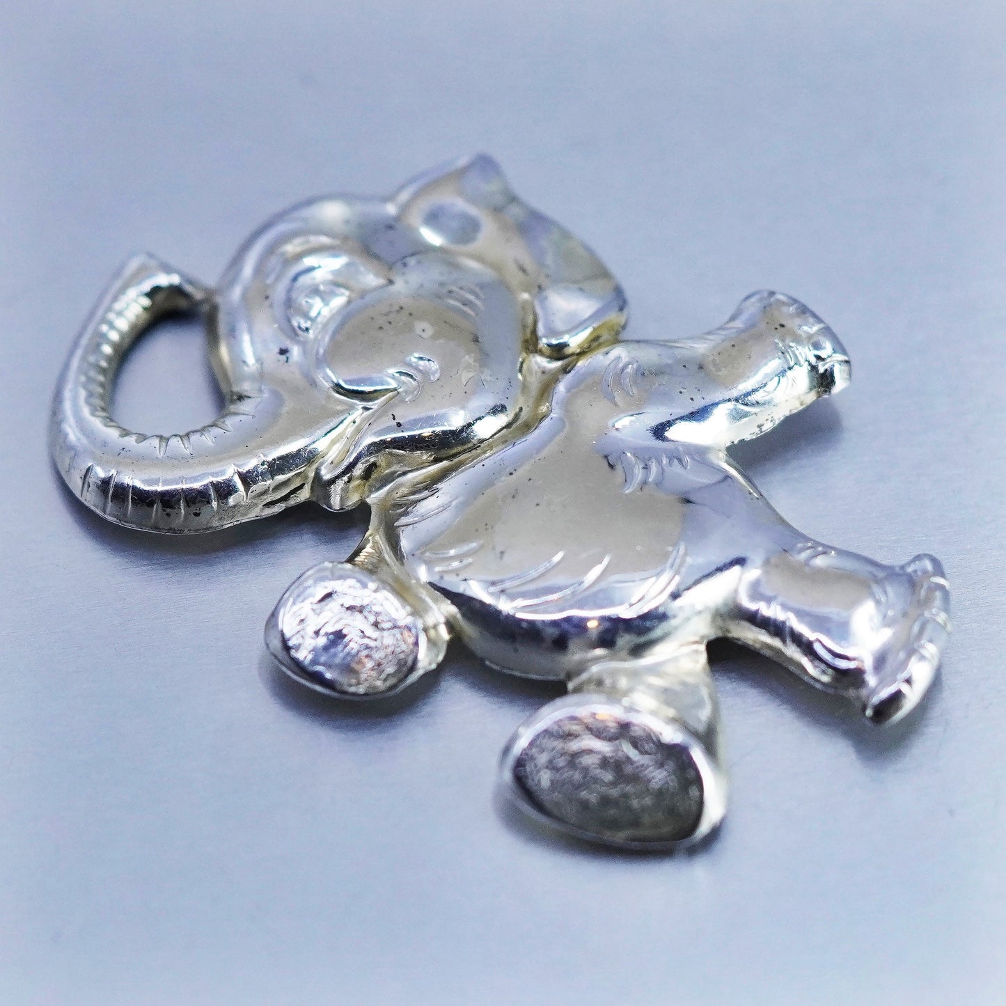 Vintage sterling silver handmade brooch, 925 elephant pin