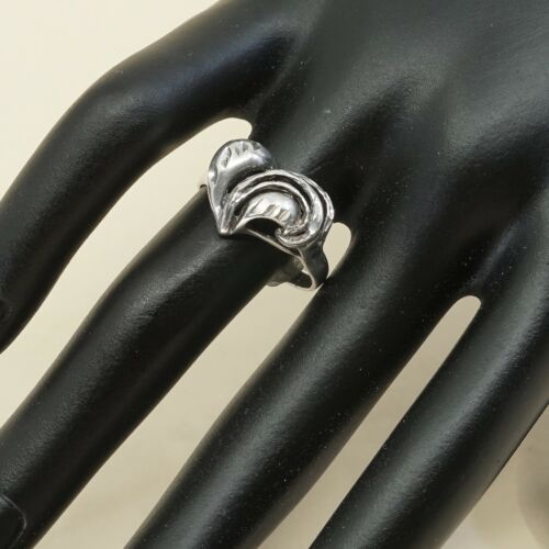 Size 8.25, Vtg Sterling Silver Handmade Ring, 925 Silver Band W/ Filigree Heart