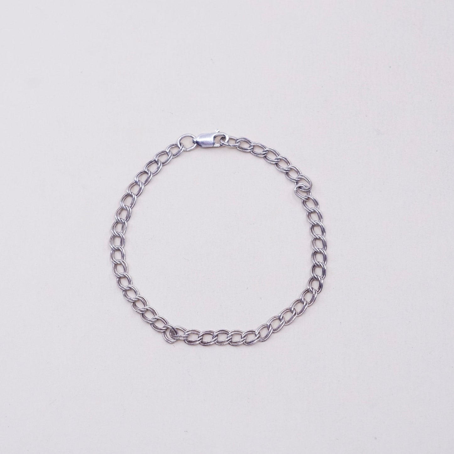 6.75”, 3mm, Vintage sterling silver double curb chain, 925 bracelet