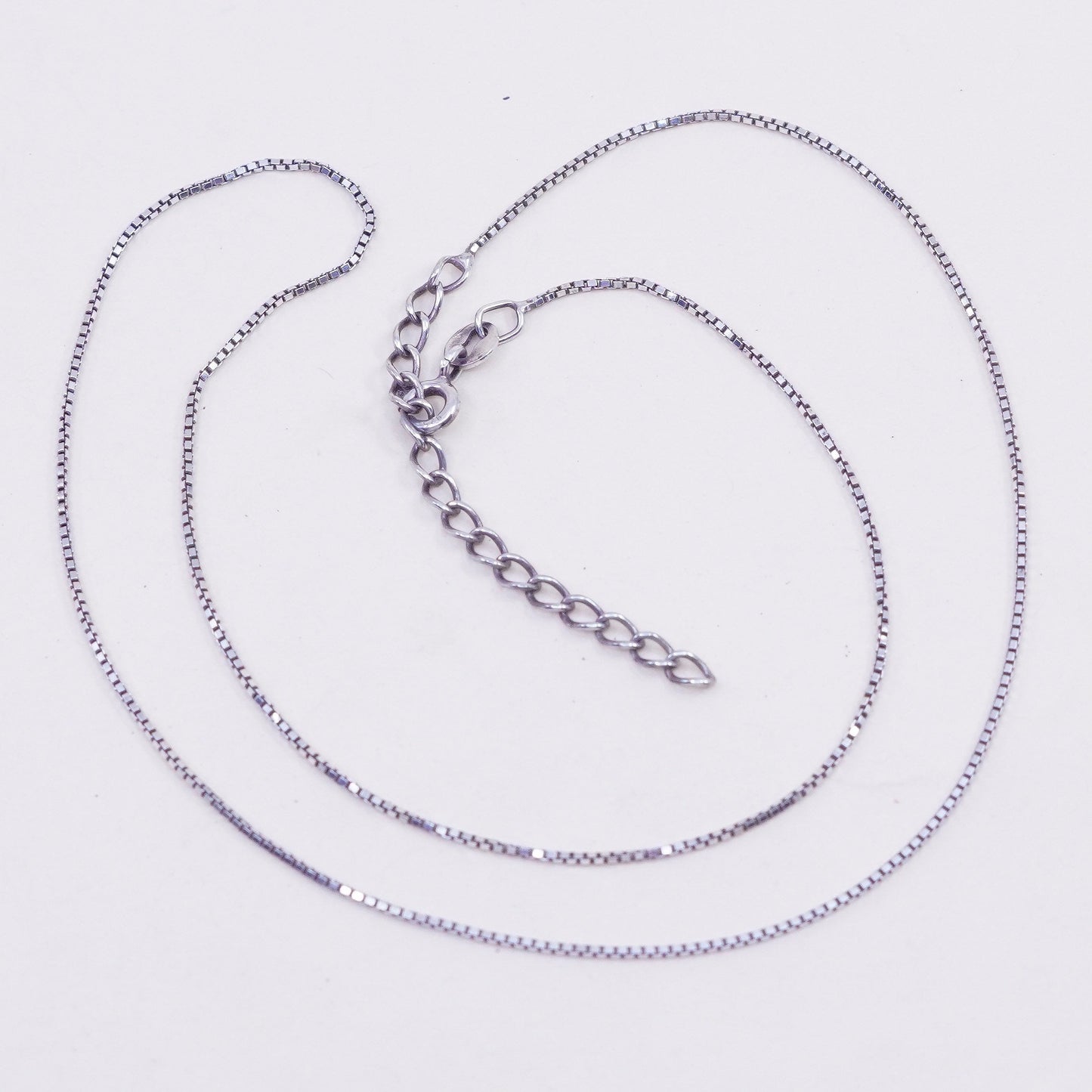 16+2”, Vintage Italian sterling 925 silver box chain, necklace