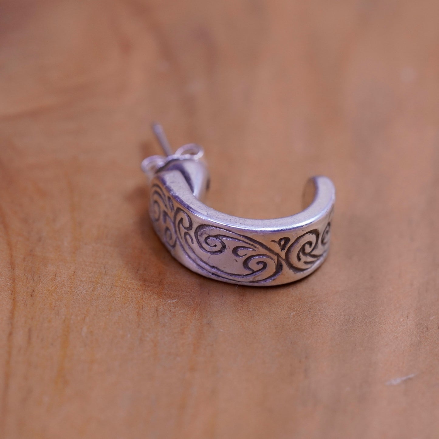 Vintage Sterling silver handmade earrings, 925 huggie, hoops studs