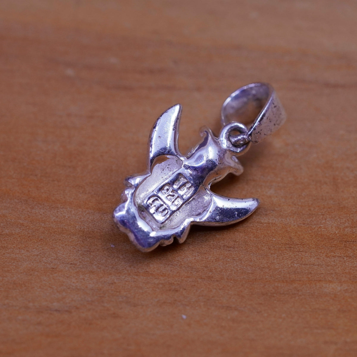 Vintage Sterling silver handmade pendant, 925 angel charm with crystal